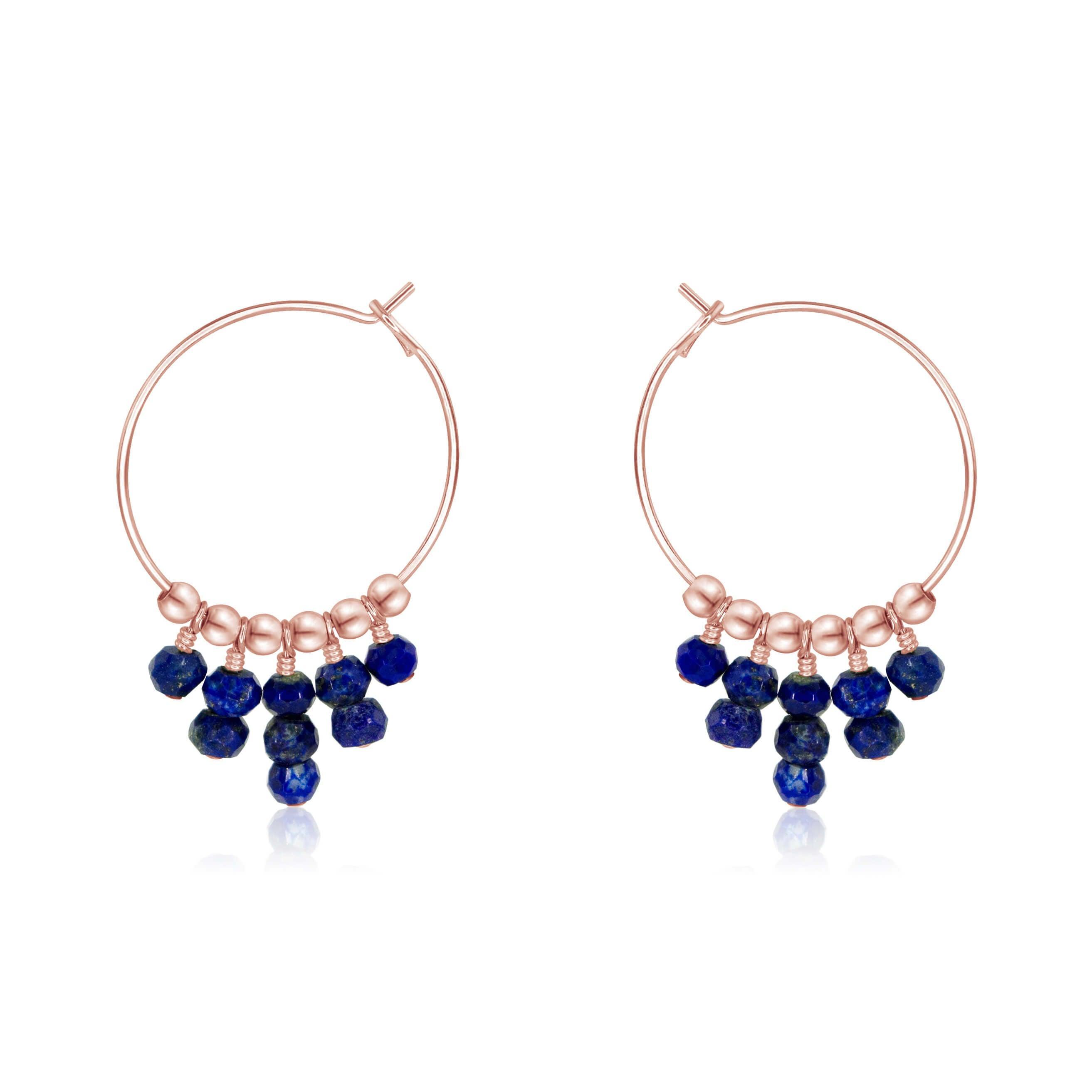 Lapis Lazuli Statement Hoop Earrings - Lapis Lazuli Statement Hoop Earrings - 14k Rose Gold Fill - Luna Tide Handmade Crystal Jewellery
