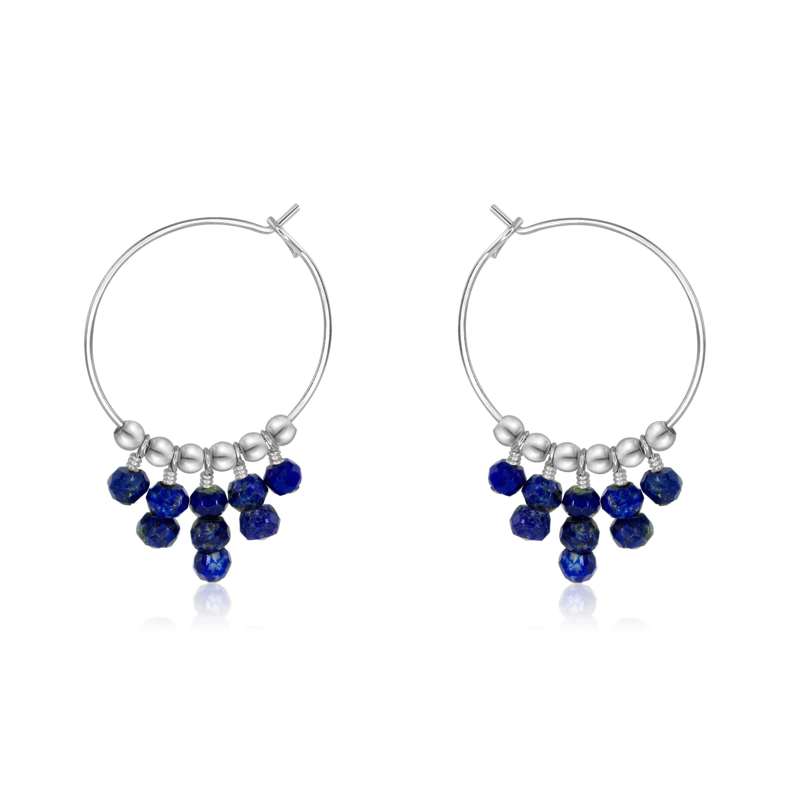 Lapis Lazuli Statement Hoop Earrings - Lapis Lazuli Statement Hoop Earrings - Sterling Silver - Luna Tide Handmade Crystal Jewellery