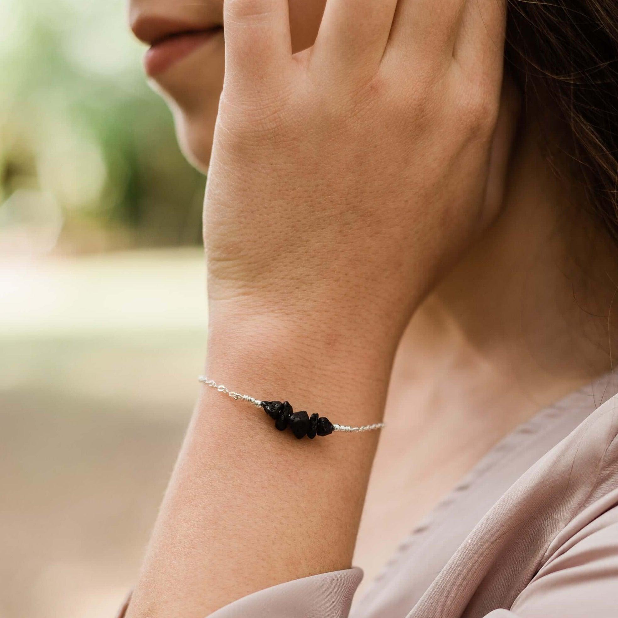 Lava Chip Bead Bar Bracelet - Lava Chip Bead Bar Bracelet - Sterling Silver - Luna Tide Handmade Crystal Jewellery