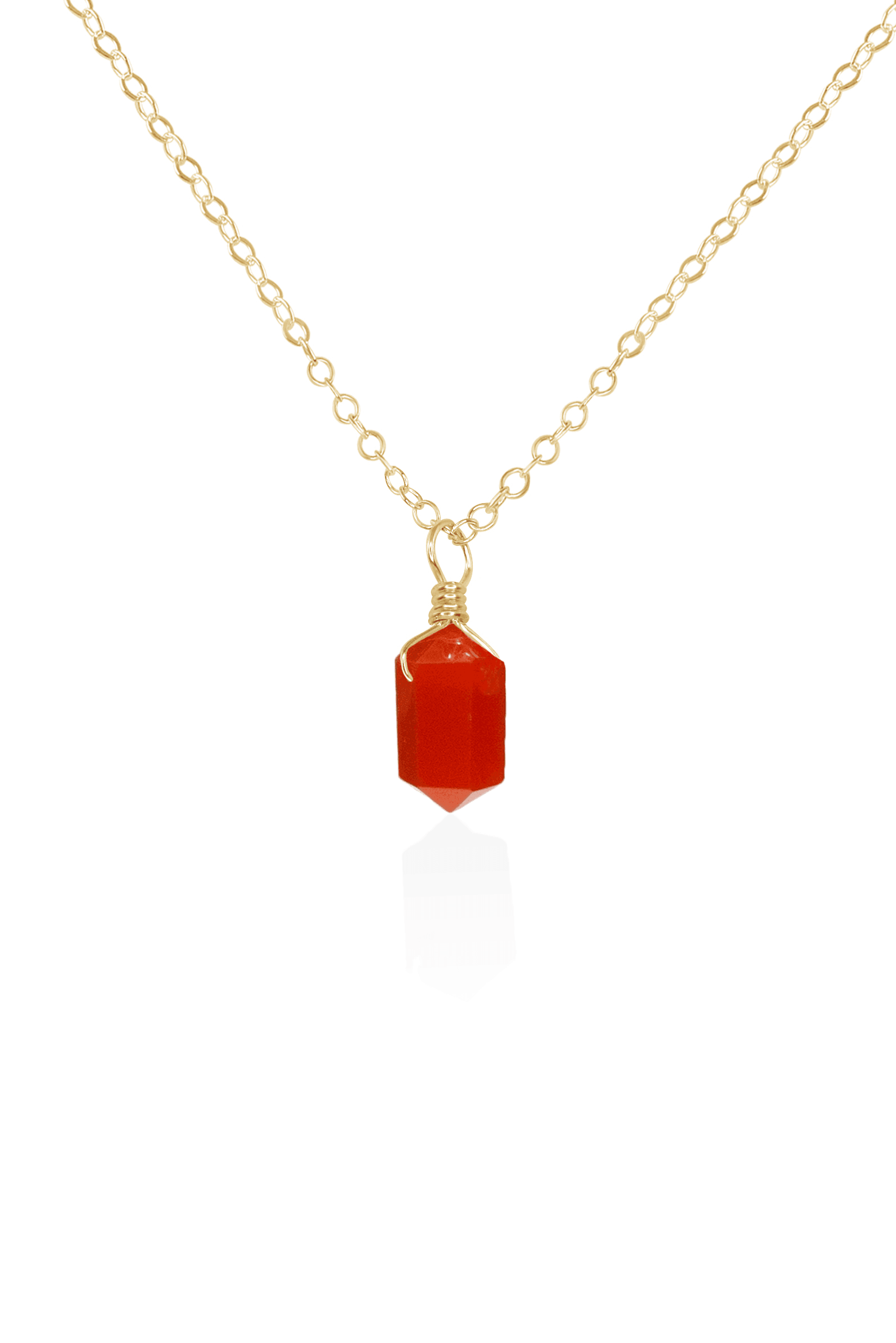 Mini Double Terminated Carnelian Crystal Point Pendant Necklace - Mini Double Terminated Carnelian Crystal Point Pendant Necklace - 14k Gold Fill / Cable - Luna Tide Handmade Crystal Jewellery