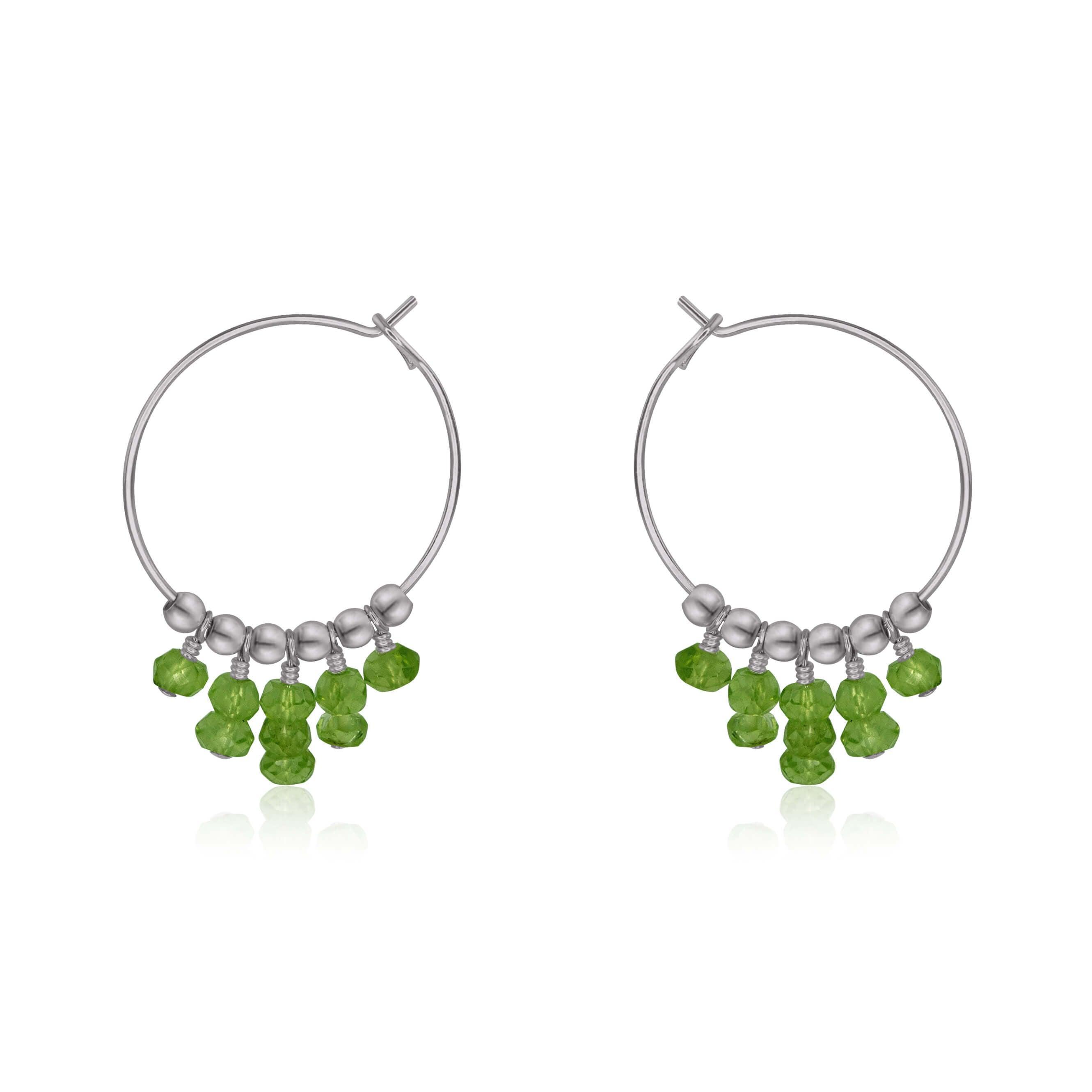 Peridot Statement Hoop Earrings - Peridot Statement Hoop Earrings - Stainless Steel - Luna Tide Handmade Crystal Jewellery