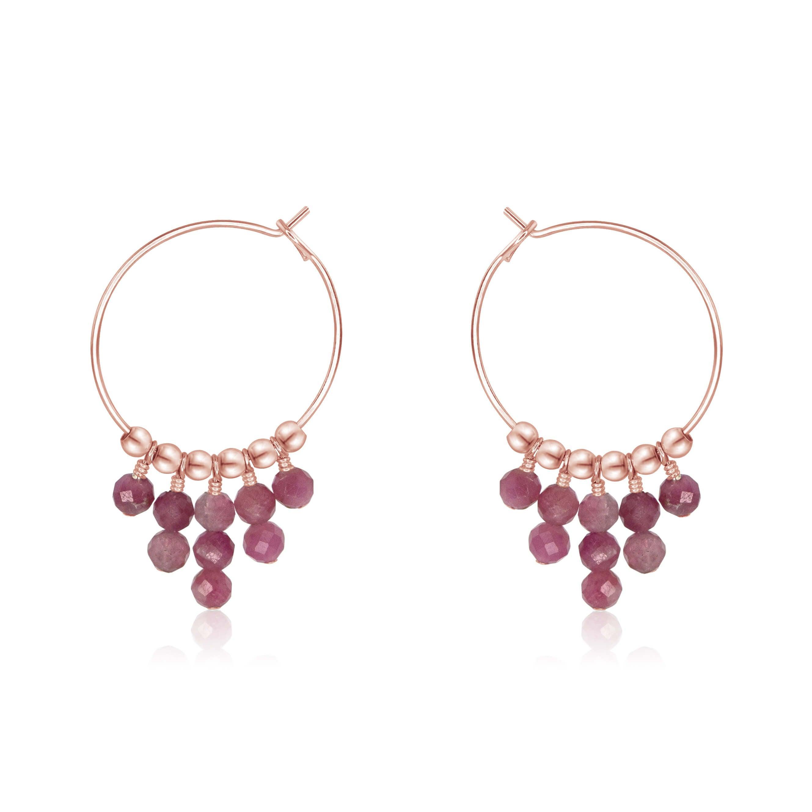 Pink Tourmaline Statement Hoop Earrings - Pink Tourmaline Statement Hoop Earrings - 14k Rose Gold Fill - Luna Tide Handmade Crystal Jewellery