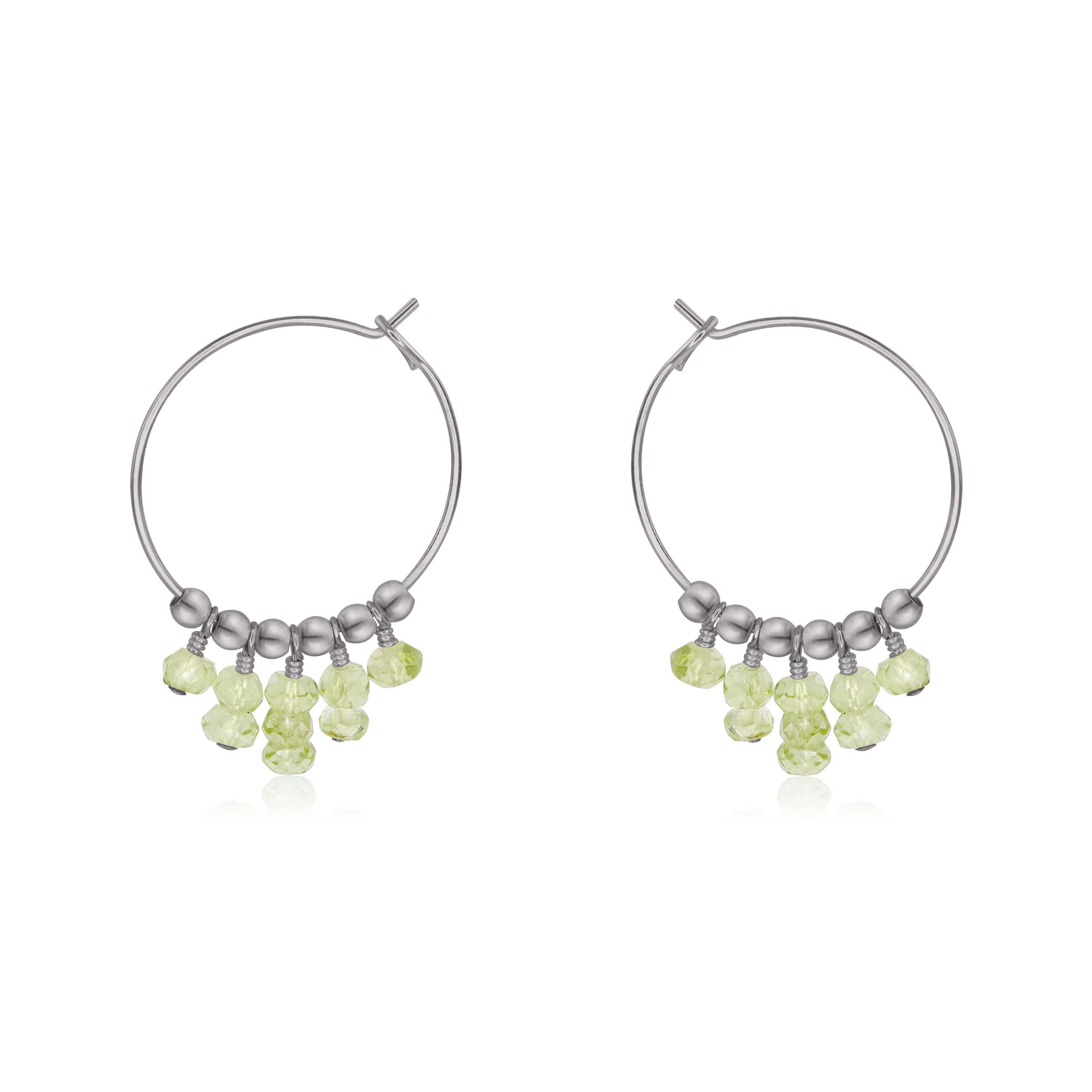 Prehnite Statement Hoop Earrings - Prehnite Statement Hoop Earrings - Stainless Steel - Luna Tide Handmade Crystal Jewellery