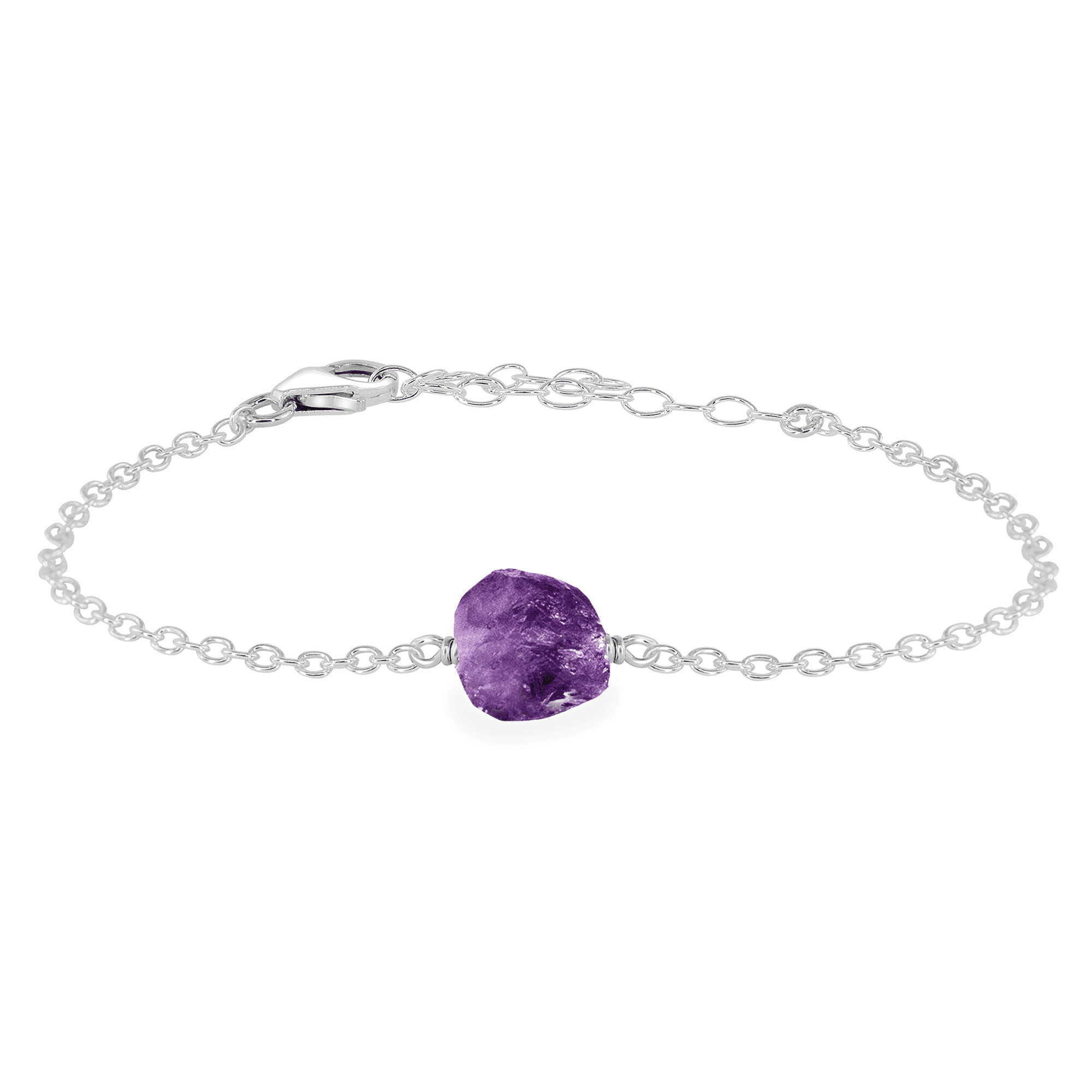 Raw Amethyst Crystal Nugget Bracelet - Raw Amethyst Crystal Nugget Bracelet - Sterling Silver - Luna Tide Handmade Crystal Jewellery