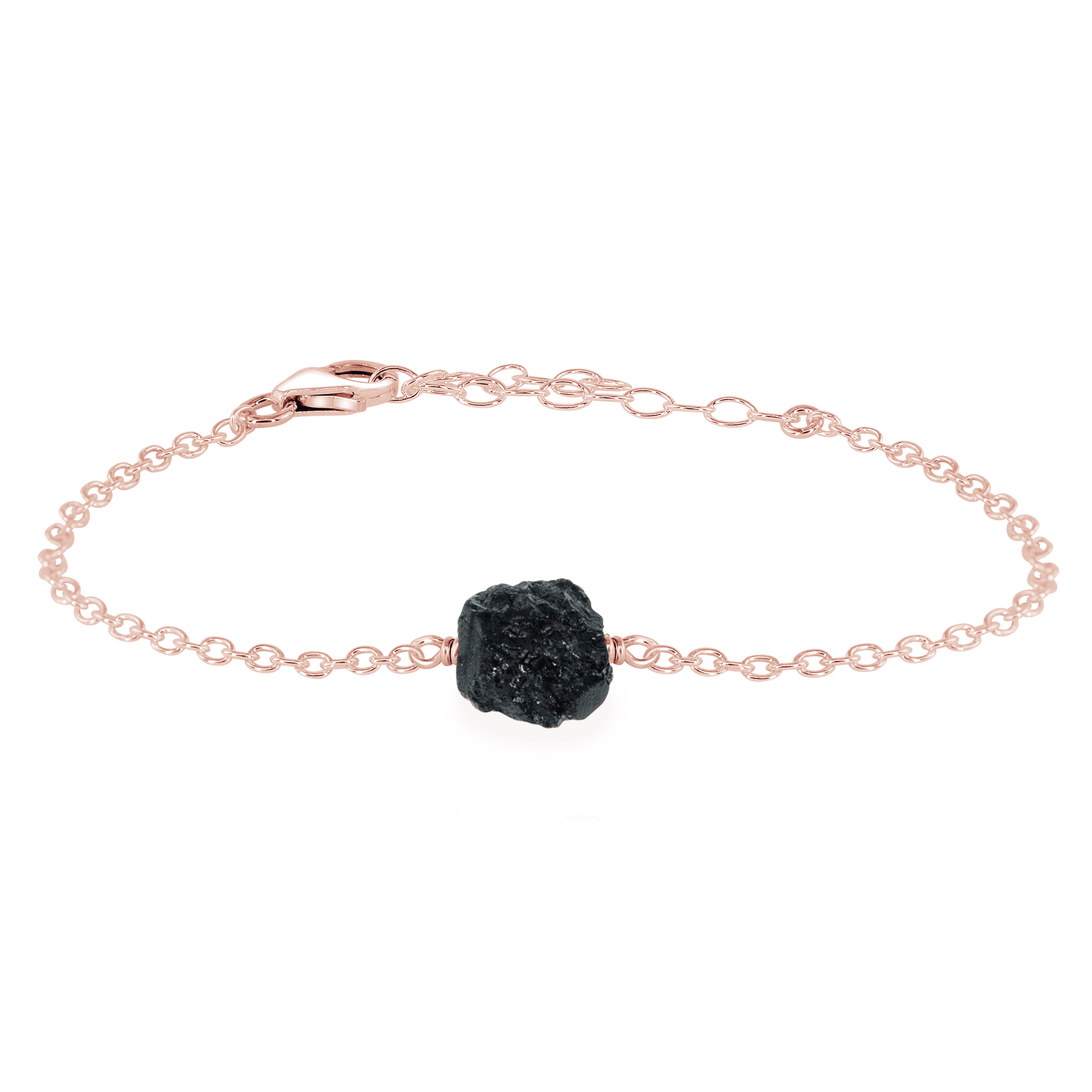 Raw Black Tourmaline Crystal Nugget Bracelet - Raw Black Tourmaline Crystal Nugget Bracelet - 14k Rose Gold Fill - Luna Tide Handmade Crystal Jewellery