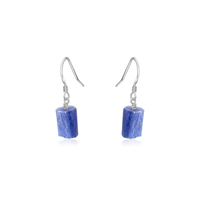 Raw Blue Kyanite Crystal Dangle Drop Earrings - Raw Blue Kyanite Crystal Dangle Drop Earrings - Sterling Silver - Luna Tide Handmade Crystal Jewellery