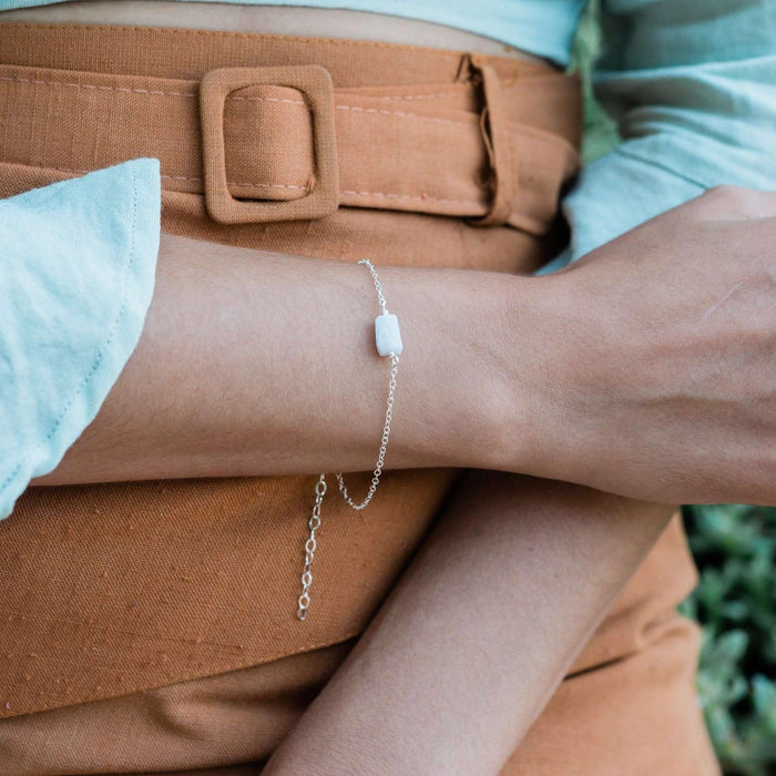 Raw Blue Lace Agate Crystal Nugget Bracelet - Raw Blue Lace Agate Crystal Nugget Bracelet - Sterling Silver - Luna Tide Handmade Crystal Jewellery