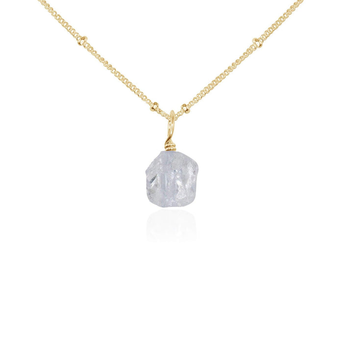Raw Crystal Quartz Natural Crystal Pendant Necklace - Raw Crystal Quartz Natural Crystal Pendant Necklace - 14k Gold Fill / Satellite - Luna Tide Handmade Crystal Jewellery