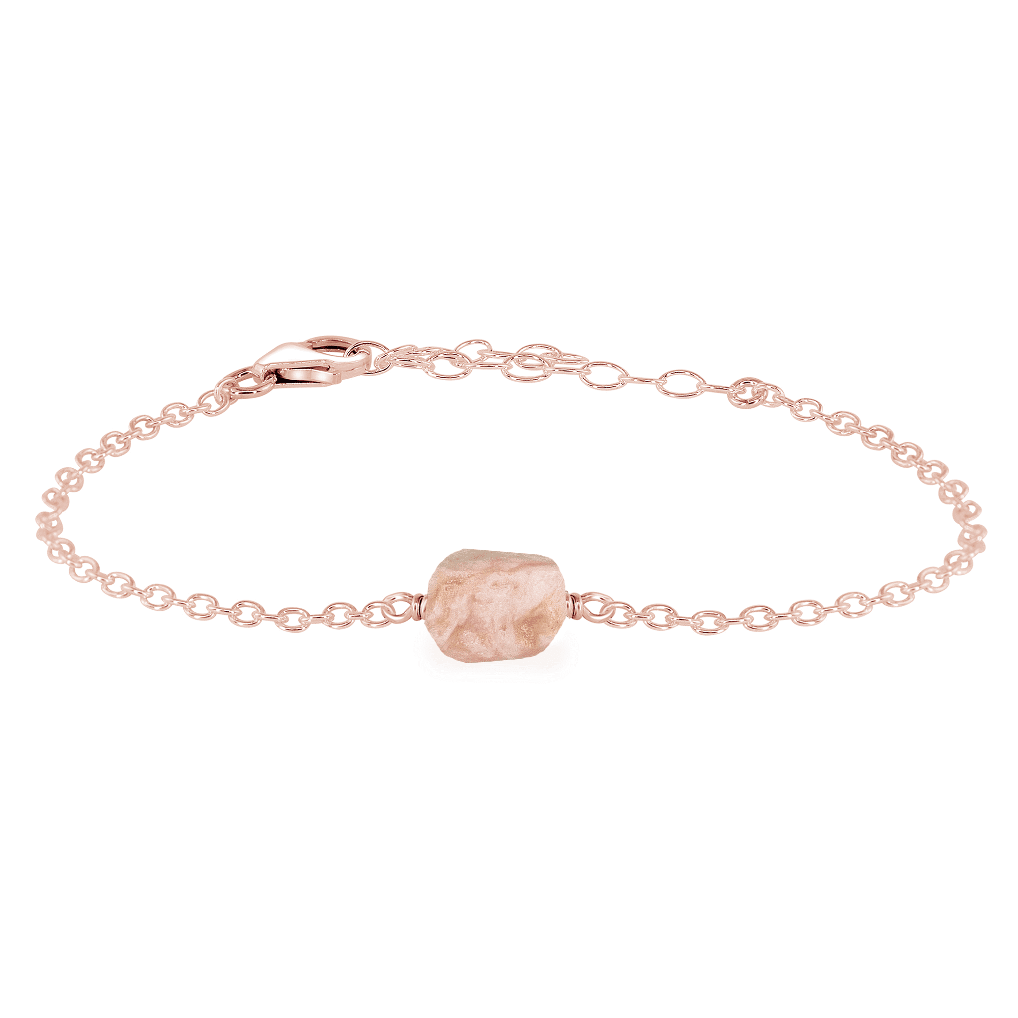 Raw Pink Peruvian Opal Crystal Nugget Bracelet - Raw Pink Peruvian Opal Crystal Nugget Bracelet - 14k Rose Gold Fill - Luna Tide Handmade Crystal Jewellery