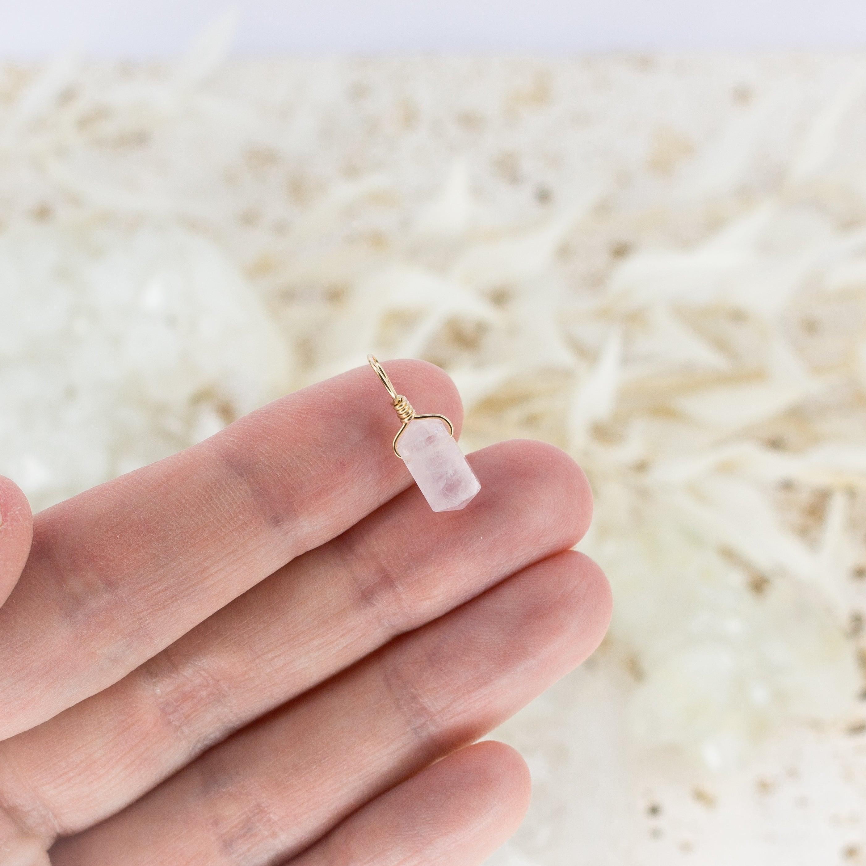 Rose Quartz Mini Double Terminated Crystal Point Pendant - Rose Quartz Mini Double Terminated Crystal Point Pendant - 14k Gold Fill - Luna Tide Handmade Crystal Jewellery