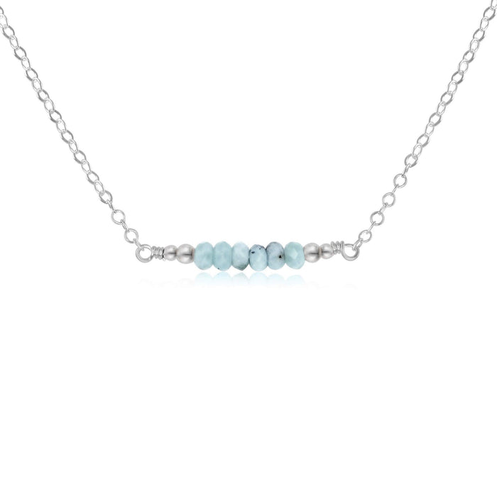 Sparkling Blue Larimar Faceted Bead Bar Necklace - Sparkling Blue Larimar Faceted Bead Bar Necklace - Sterling Silver - Luna Tide Handmade Crystal Jewellery