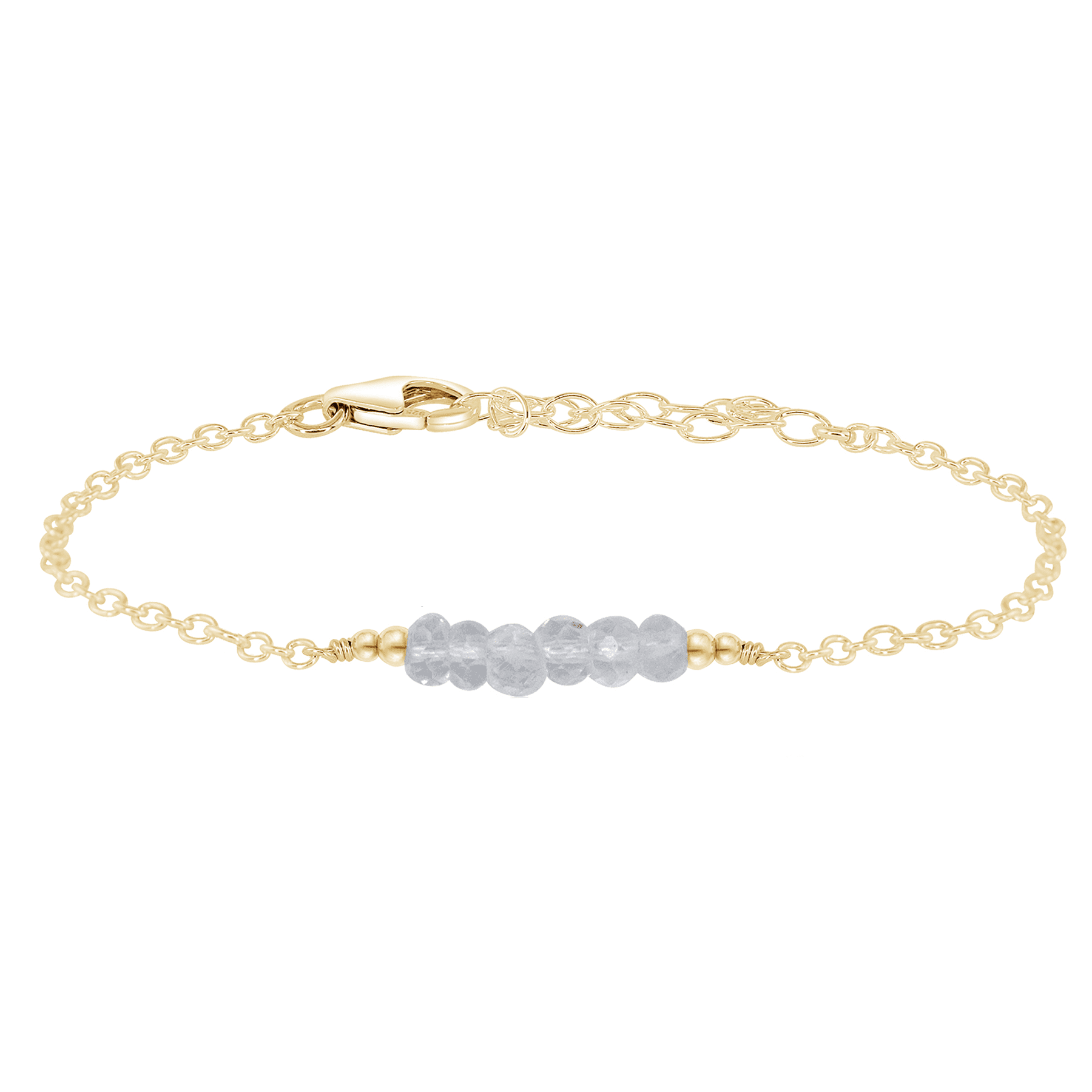 Sparkling Crystal Quartz Gemstone Faceted Bead Bar Bracelet - Sparkling Crystal Quartz Gemstone Faceted Bead Bar Bracelet - 14k Gold Fill - Luna Tide Handmade Crystal Jewellery