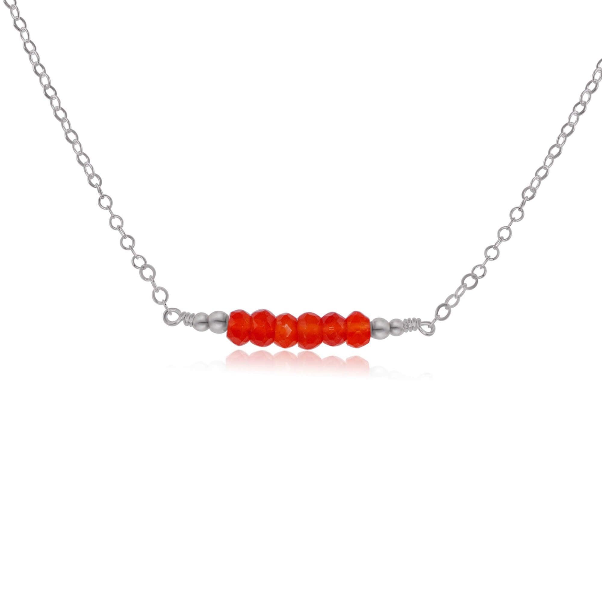 Sparkling Orange Carnelian Faceted Bead Bar Necklace - Sparkling Orange Carnelian Faceted Bead Bar Necklace - Stainless Steel - Luna Tide Handmade Crystal Jewellery