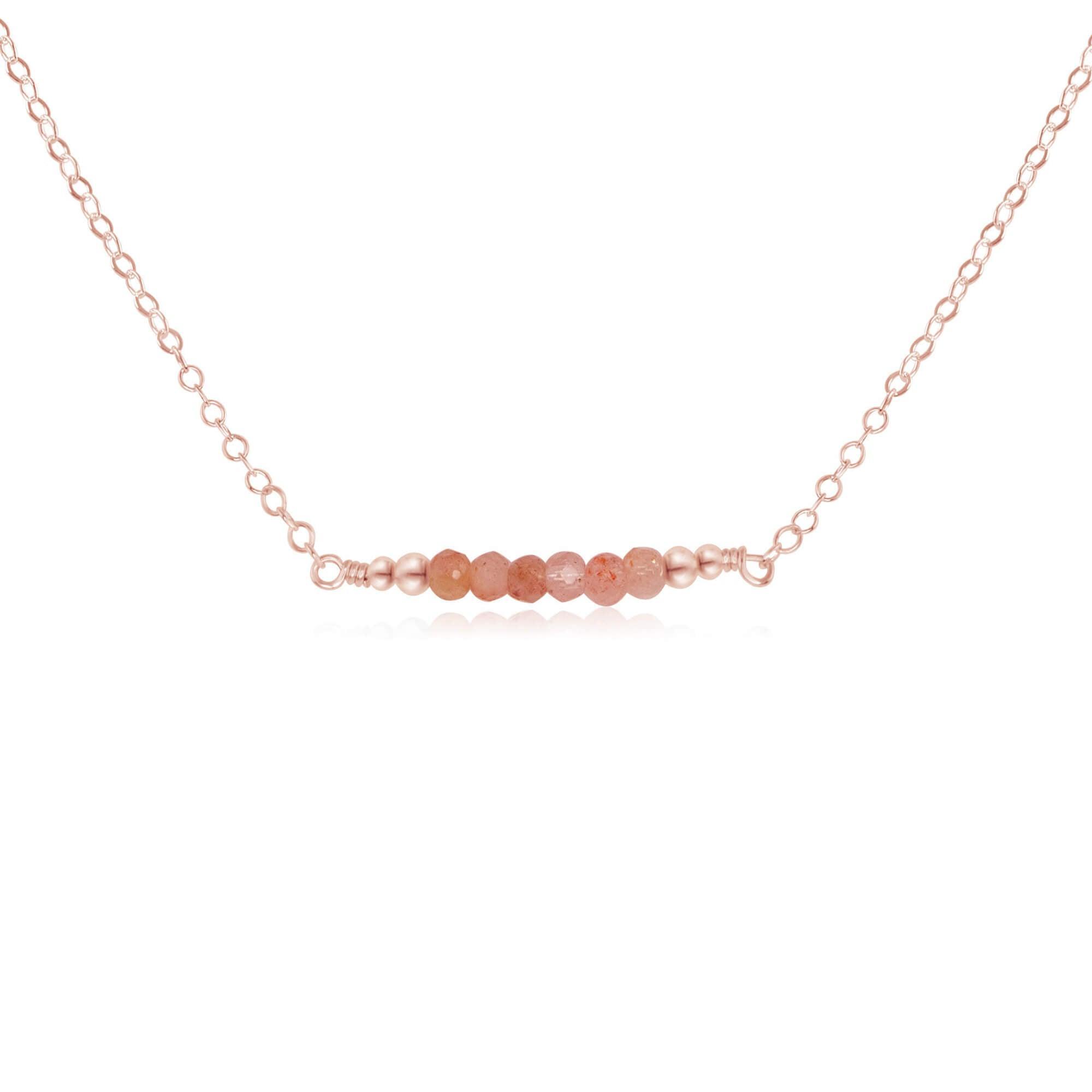 Sparkling Orange Sunstone Faceted Bead Bar Necklace - Sparkling Orange Sunstone Faceted Bead Bar Necklace - 14k Rose Gold Fill - Luna Tide Handmade Crystal Jewellery