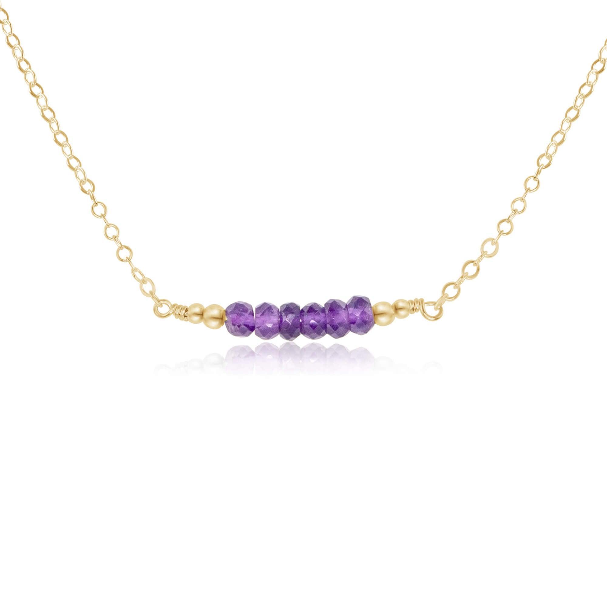Sparkling Purple Amethyst Faceted Bead Bar Necklace - Sparkling Purple Amethyst Faceted Bead Bar Necklace - 14k Gold Fill - Luna Tide Handmade Crystal Jewellery