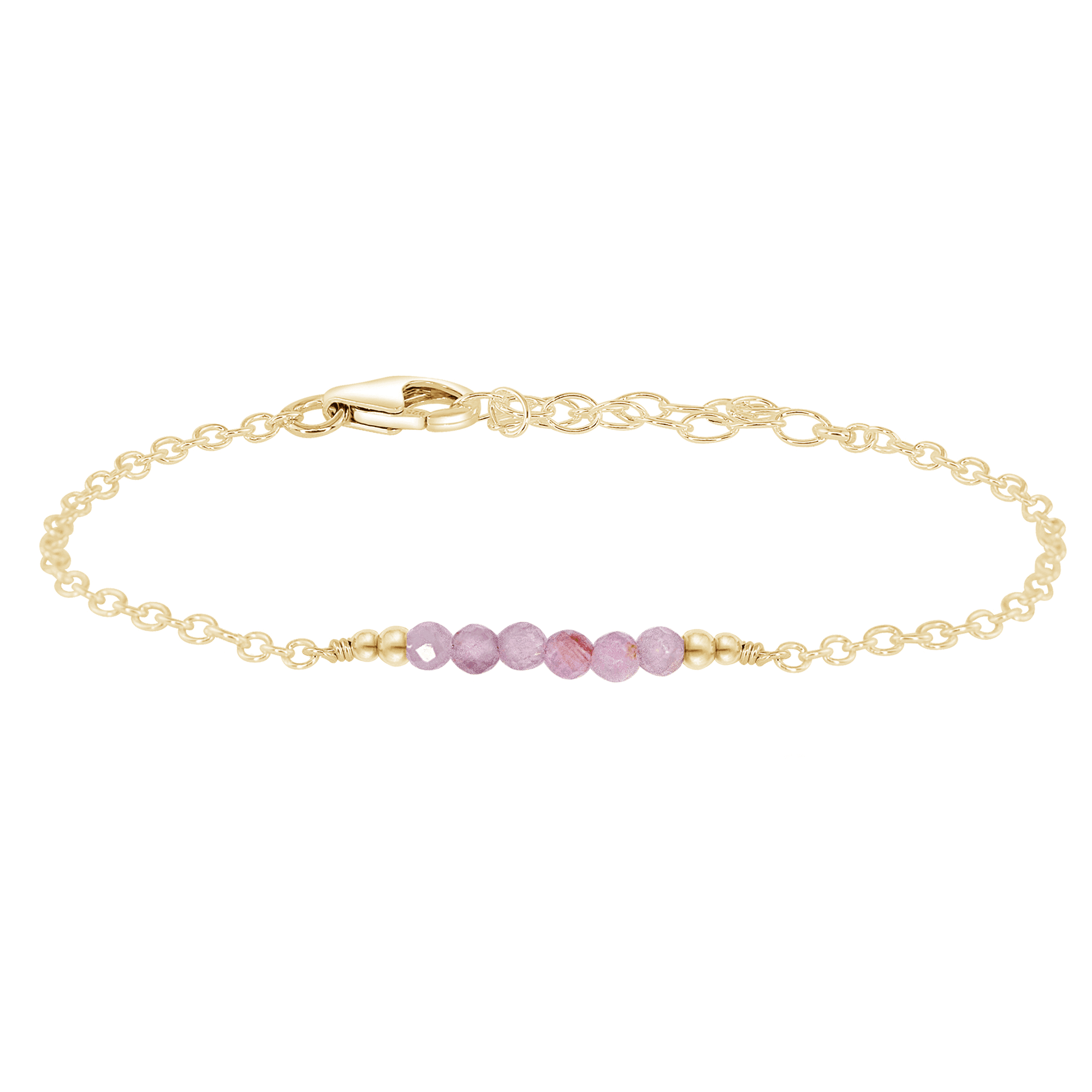 Sparkling Purple Kunzite Gemstone Faceted Bead Bar Bracelet - Sparkling Purple Kunzite Gemstone Faceted Bead Bar Bracelet - 14k Gold Fill - Luna Tide Handmade Crystal Jewellery