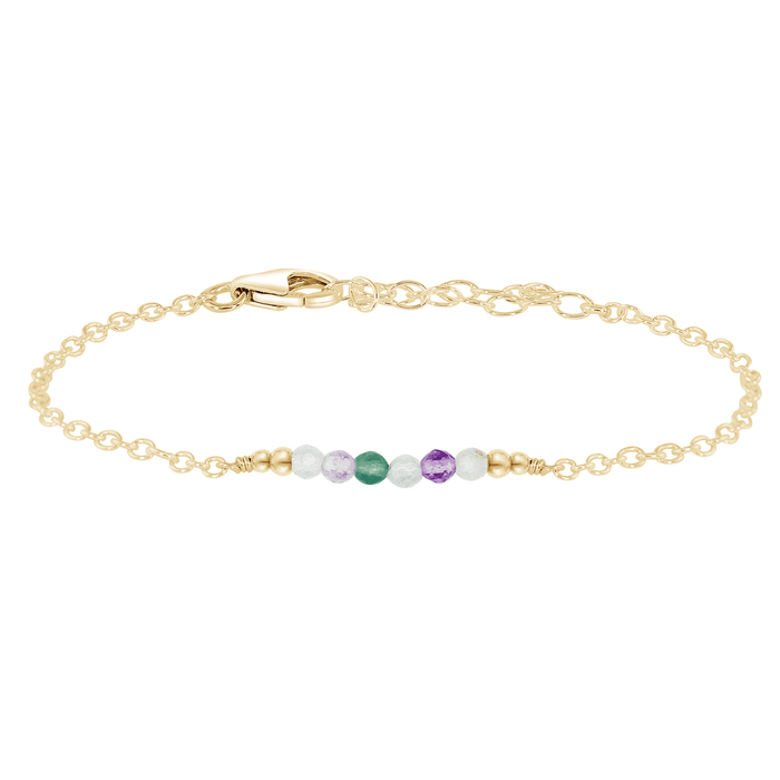 Sparkling Rainbow Fluorite Gemstone Faceted Bead Bar Bracelet - Sparkling Rainbow Fluorite Gemstone Faceted Bead Bar Bracelet - 14k Gold Fill - Luna Tide Handmade Crystal Jewellery