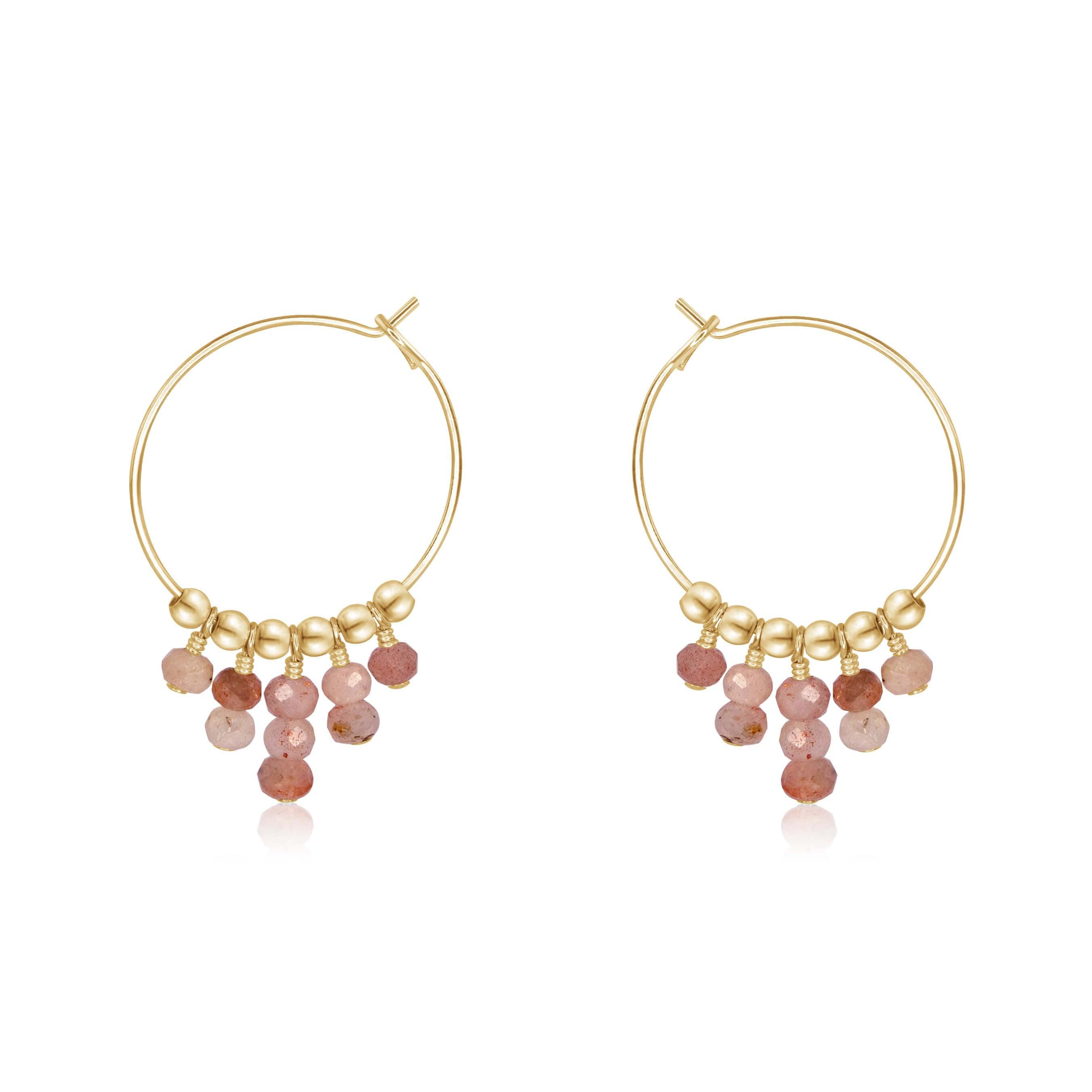 Sunstone Statement Hoop Earrings - Sunstone Statement Hoop Earrings - 14k Gold Fill - Luna Tide Handmade Crystal Jewellery