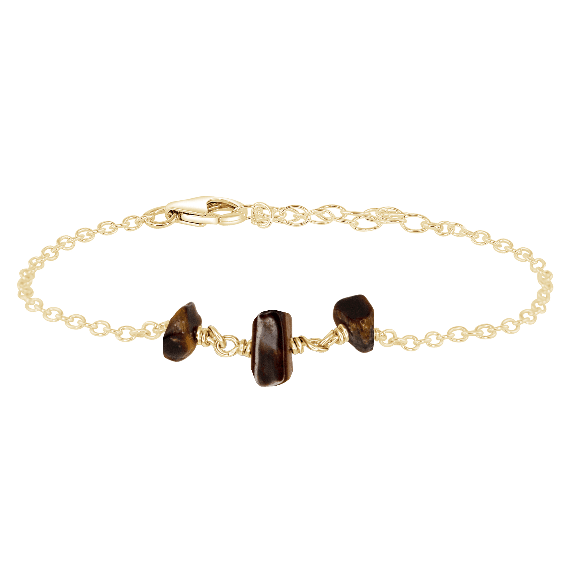 Tiger's Eye Beaded Chain Bracelet - Tiger's Eye Beaded Chain Bracelet - 14k Gold Fill - Luna Tide Handmade Crystal Jewellery