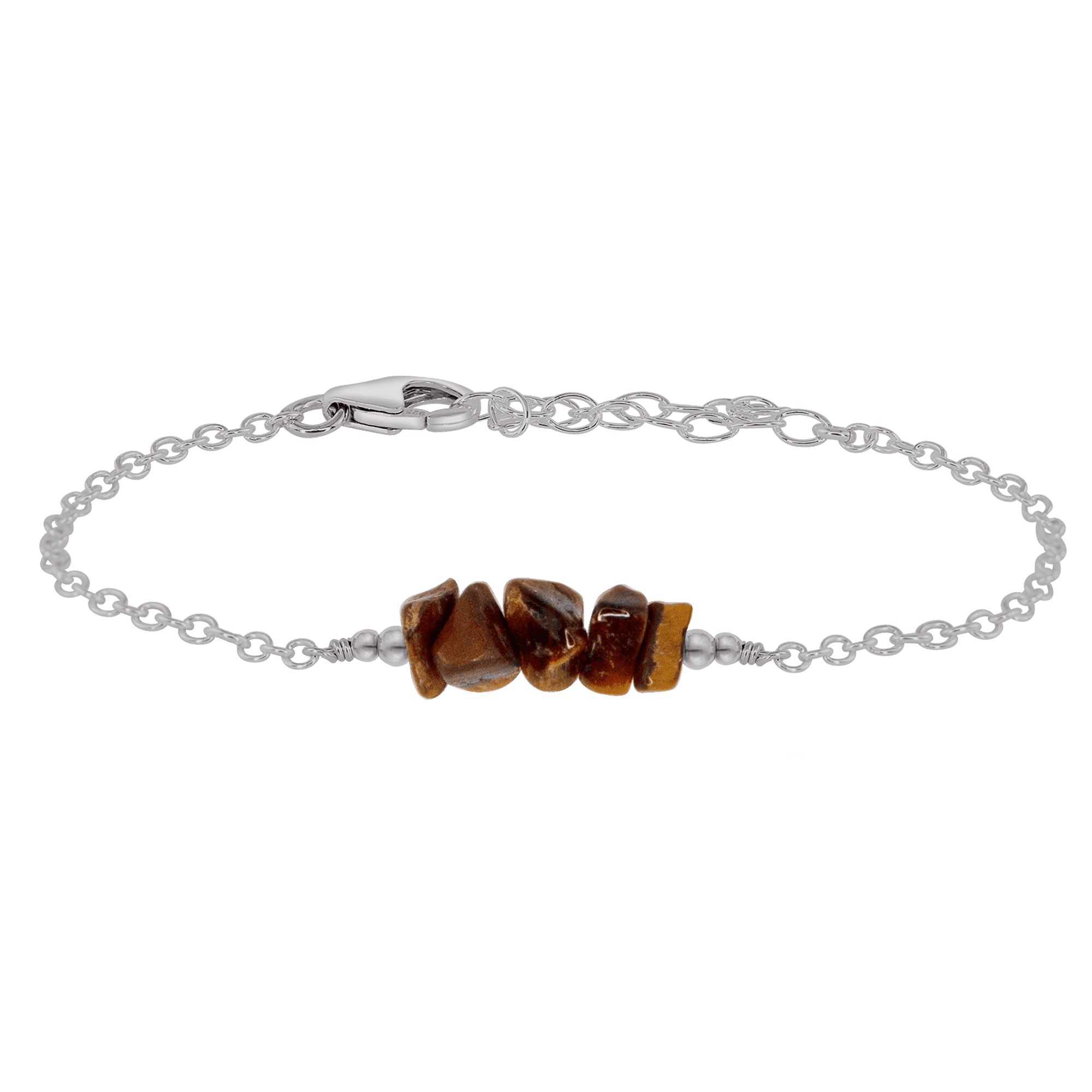Tiger's Eye Chip Bead Bar Bracelet - Tiger's Eye Chip Bead Bar Bracelet - Stainless Steel - Luna Tide Handmade Crystal Jewellery