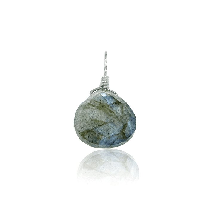 Tiny Labradorite Teardrop Gemstone Pendant - Tiny Labradorite Teardrop Gemstone Pendant - Sterling Silver - Luna Tide Handmade Crystal Jewellery