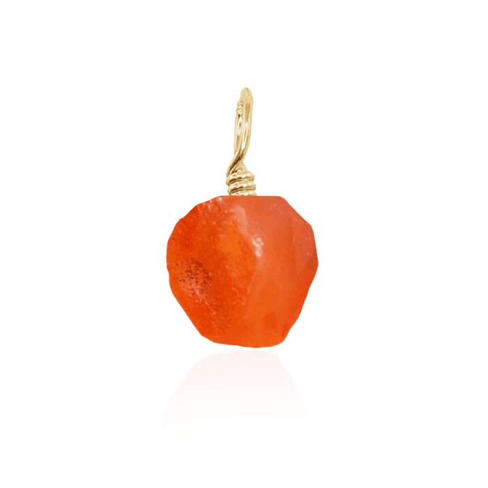 Tiny Raw Carnelian Crystal Pendant - Tiny Raw Carnelian Crystal Pendant - 14k Gold Fill - Luna Tide Handmade Crystal Jewellery