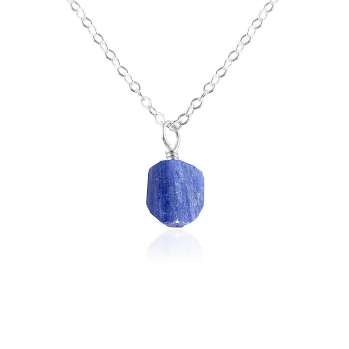 Tiny Raw Kyanite Pendant Necklace - Tiny Raw Kyanite Pendant Necklace - Sterling Silver / Cable - Luna Tide Handmade Crystal Jewellery