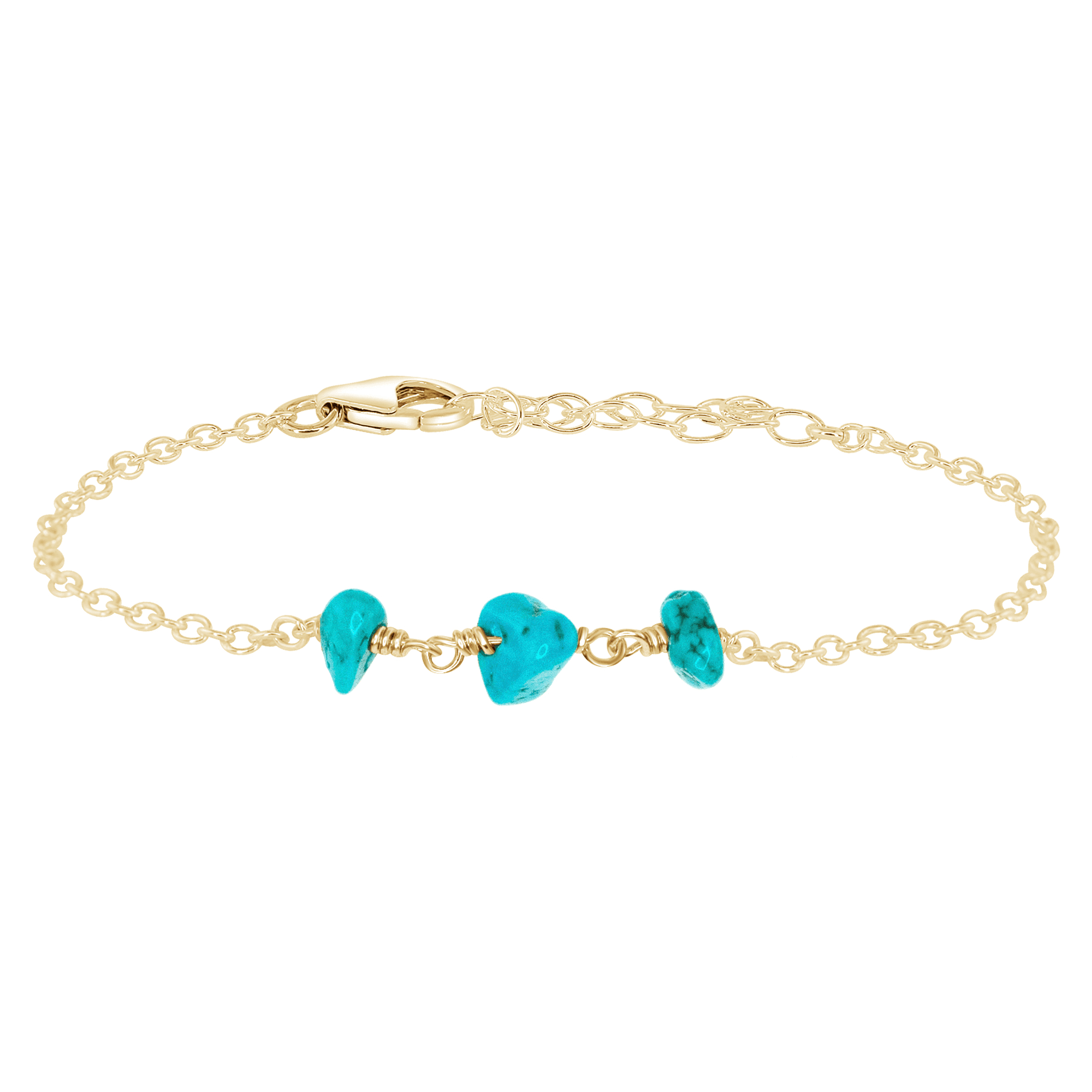 Turquoise Beaded Chain Bracelet - Turquoise Beaded Chain Bracelet - 14k Gold Fill - Luna Tide Handmade Crystal Jewellery