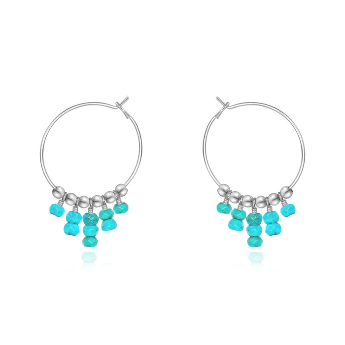 Turquoise Statement Hoop Earrings - Turquoise Statement Hoop Earrings - Sterling Silver - Luna Tide Handmade Crystal Jewellery