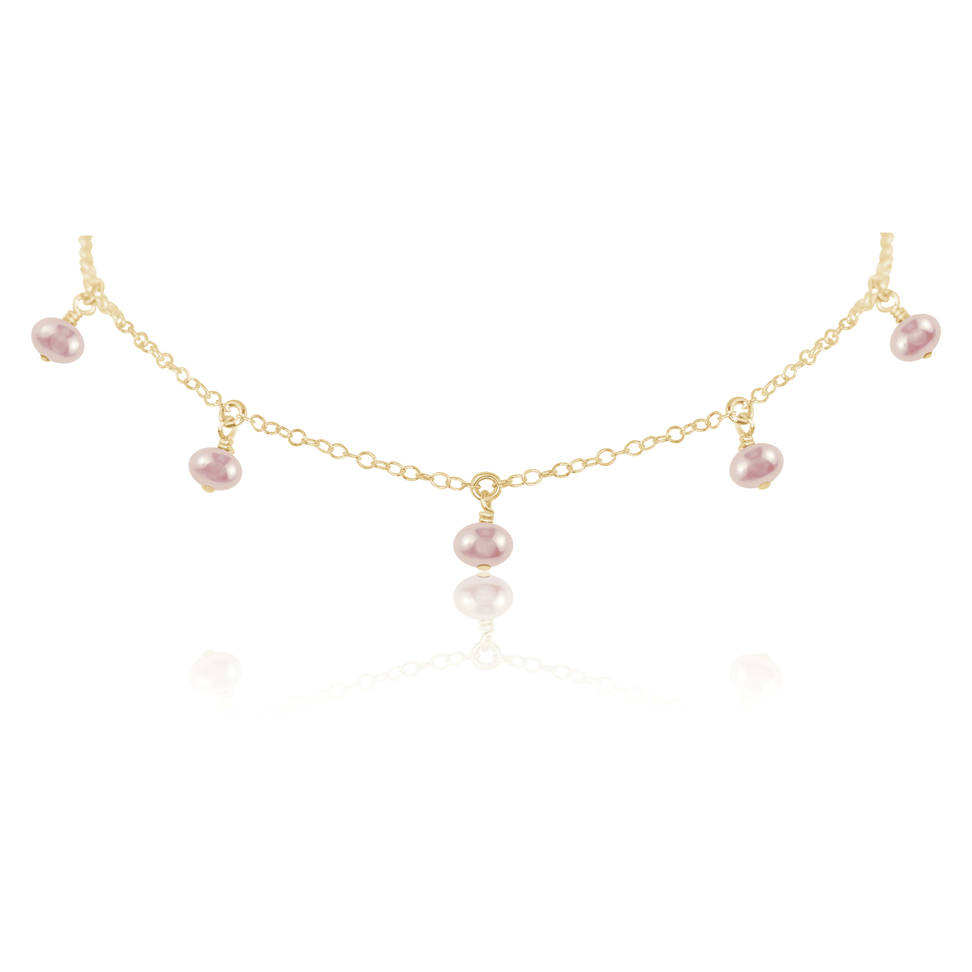 White Freshwater Pearl Bead Drop Choker - White Freshwater Pearl Bead Drop Choker - 14k Gold Fill - Luna Tide Handmade Crystal Jewellery