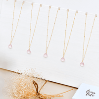 Tiny Rose Quartz Teardrop Bridesmaids Necklaces Bundle