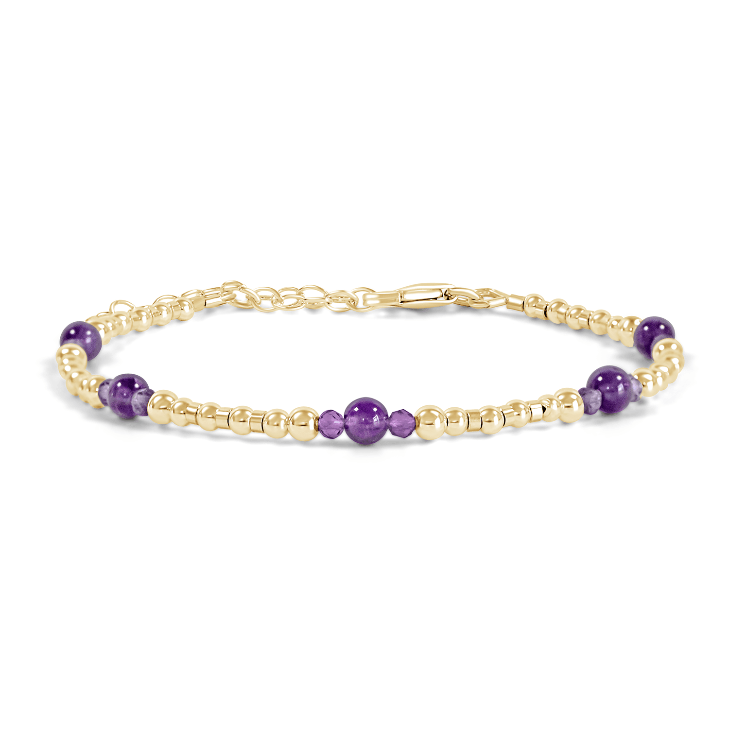 Bohemian Amethyst Crystal Precious Metal Beaded Bracelet