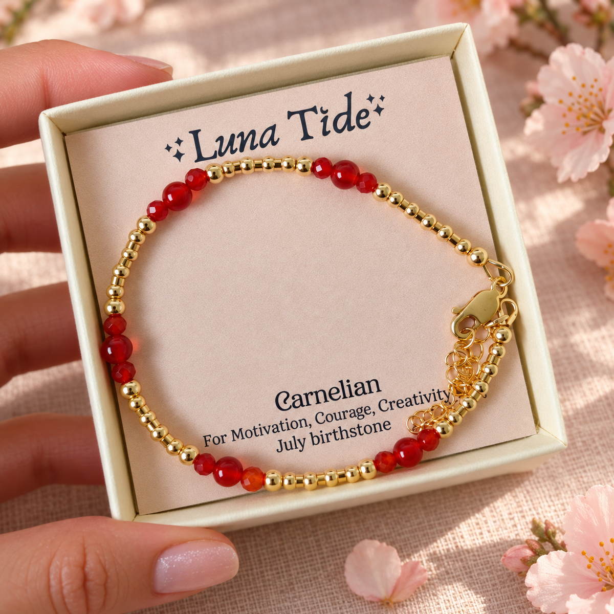 Bohemian Carnelian Crystal Precious Metal Beaded Bracelet