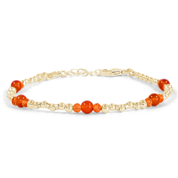 Bohemian Carnelian Crystal Precious Metal Beaded Bracelet