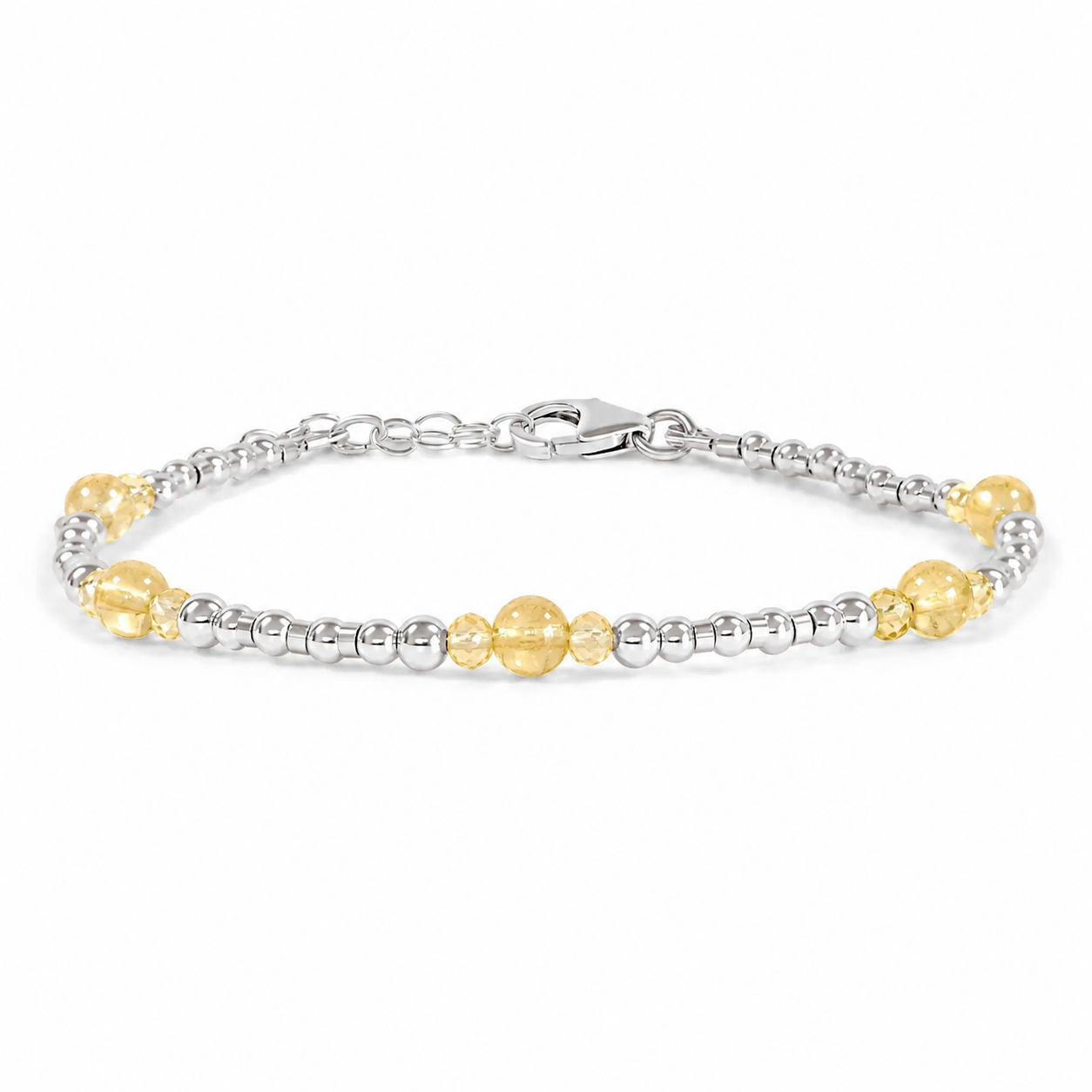 Bohemian Citrine Crystal Precious Metal Beaded Bracelet
