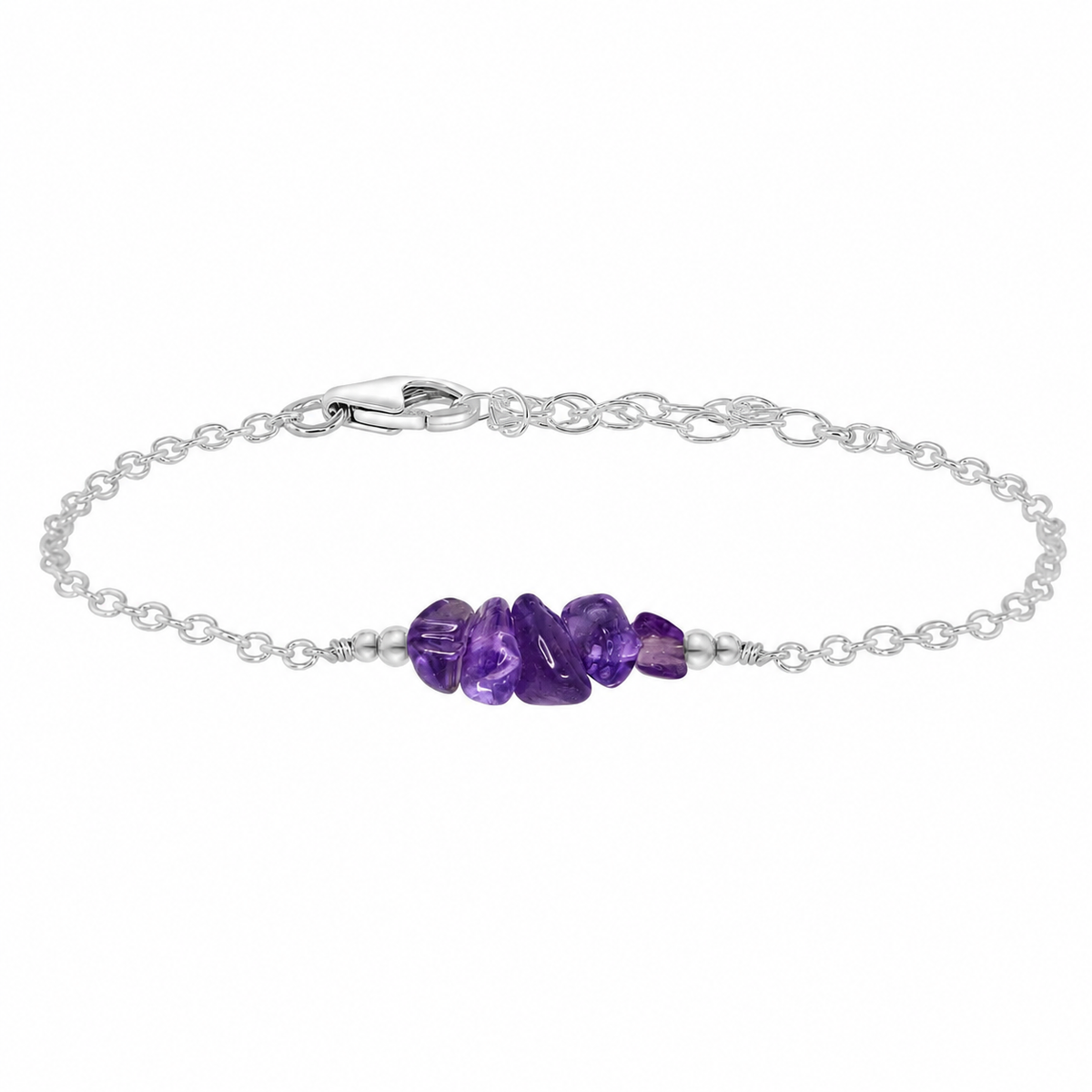Amethyst Crystal Chip Bead Bar Bracelet