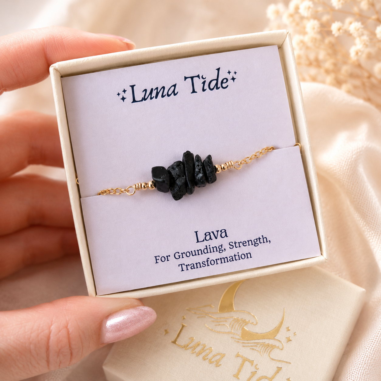 Lava Chip Bead Bar Bracelet