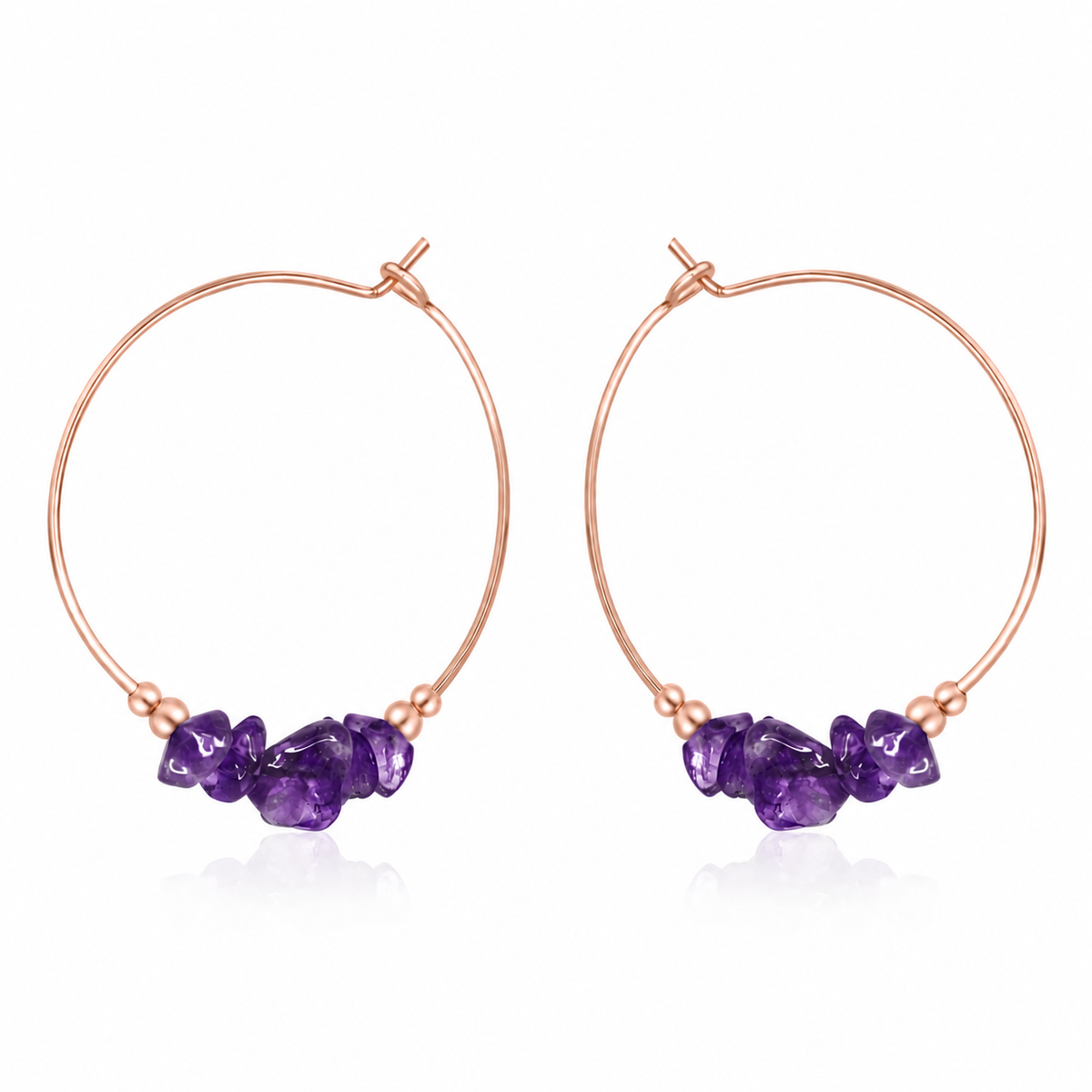 Amethyst Crystal Chip Large Hoop Earrings