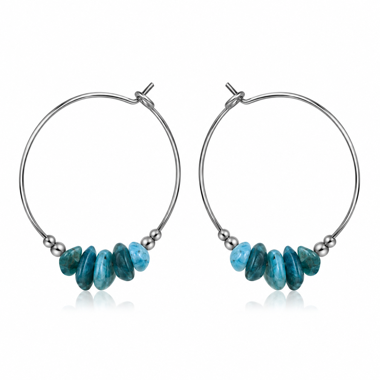 Apatite Crystal Chip Large Hoop Earrings