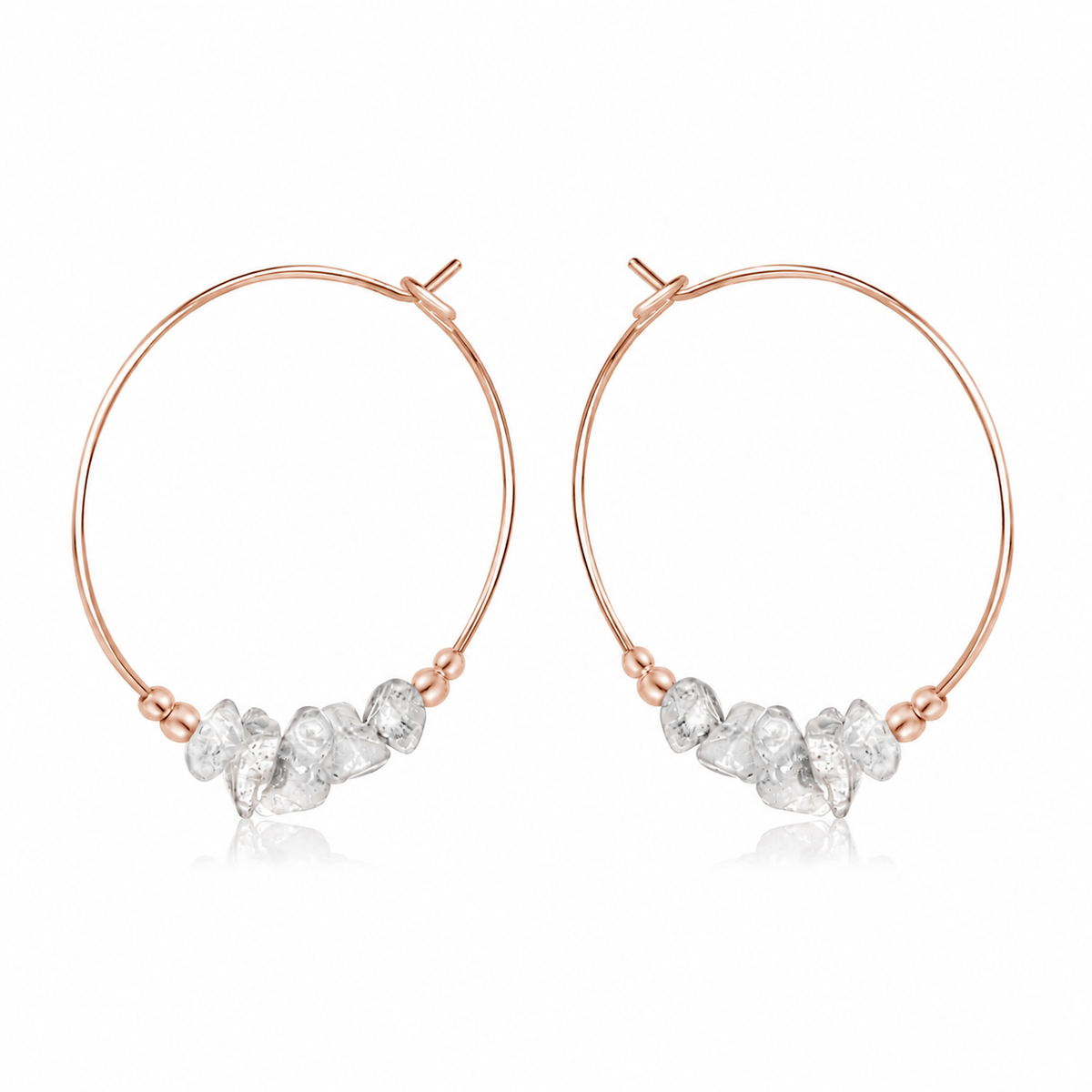 Crystal Quartz Chip Large Hoop Earrings