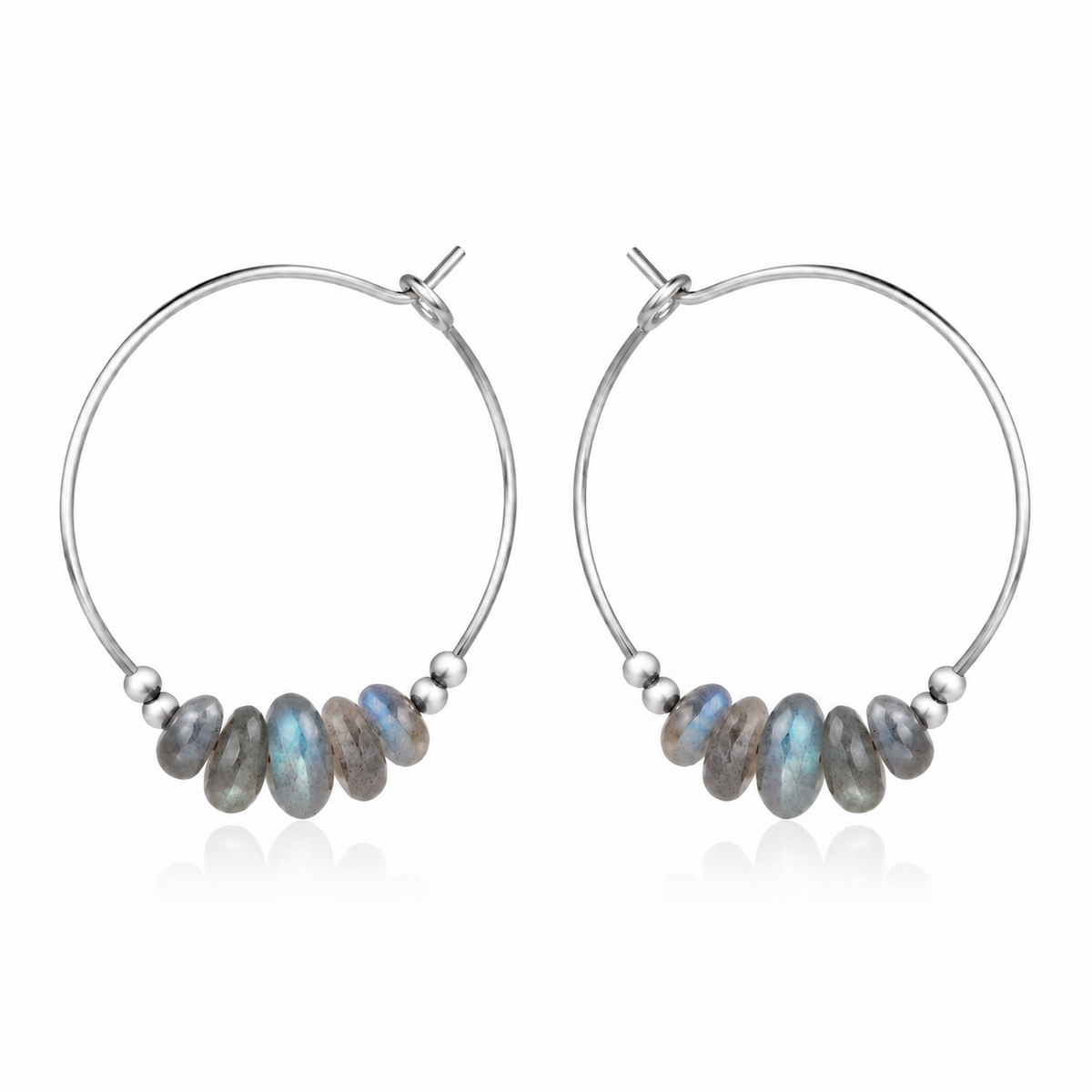 Labradorite Crystal Chip Large Hoop Earrings