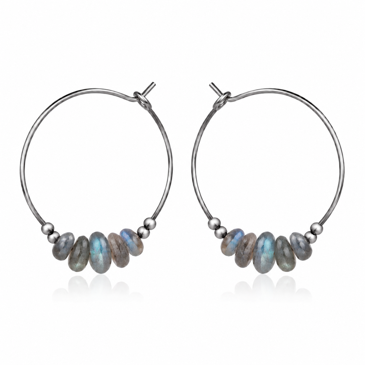 Labradorite Crystal Chip Large Hoop Earrings