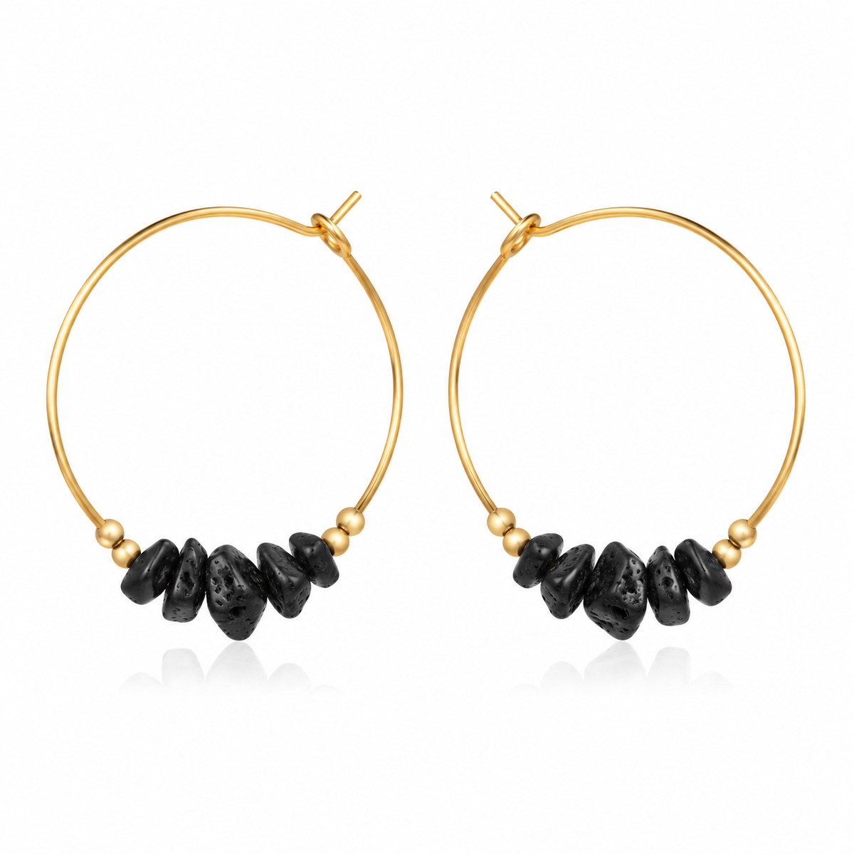 Lava Stone Chip Large Hoop Earrings
