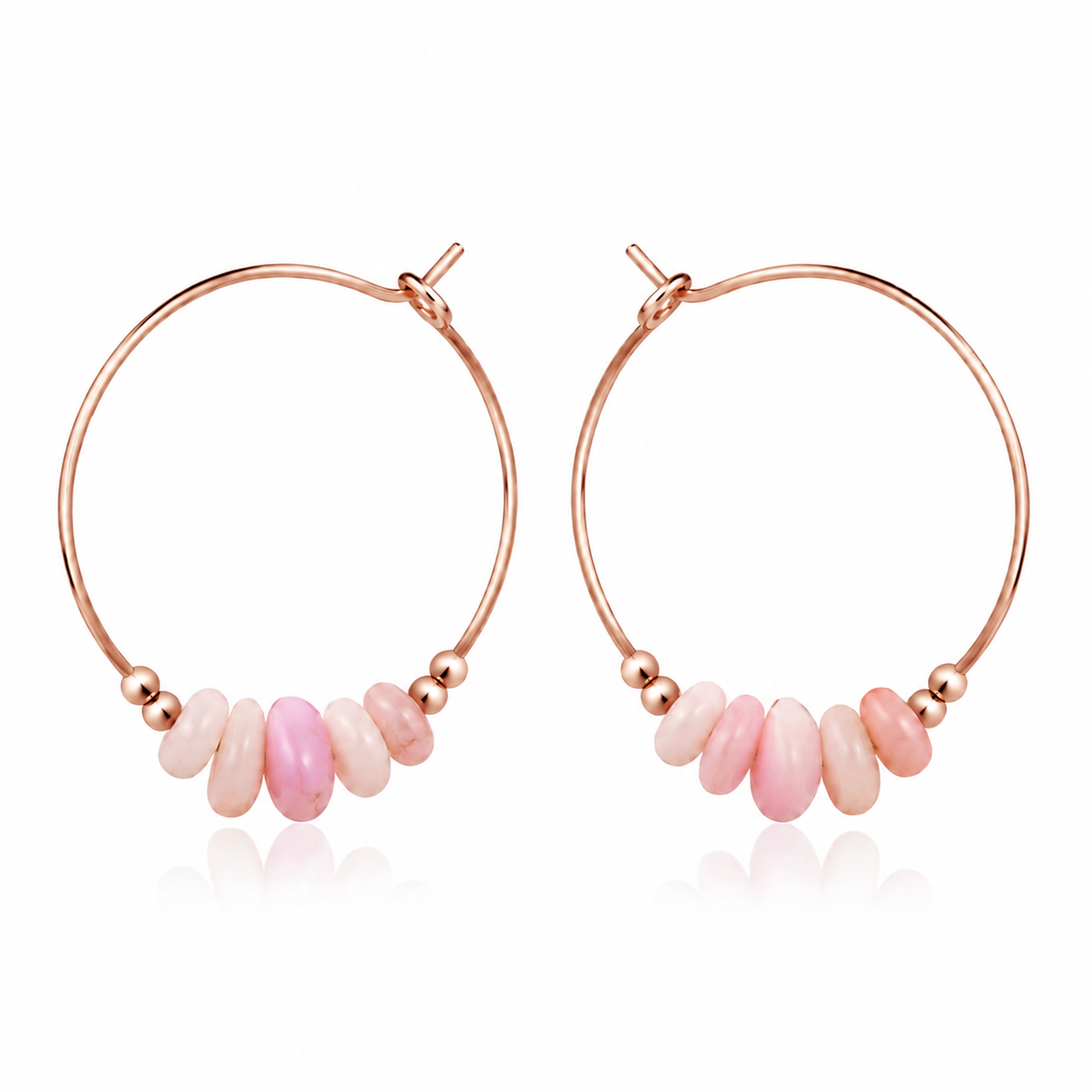 Pink Peruvian Opal Crystal Chip Large Hoop Earrings