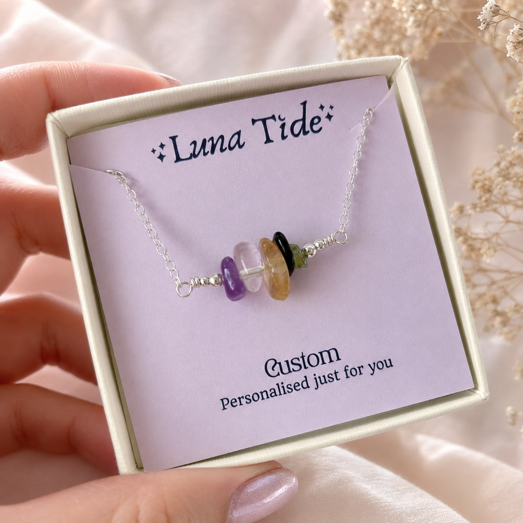 Custom Crystal Chip Bead Bar Necklace