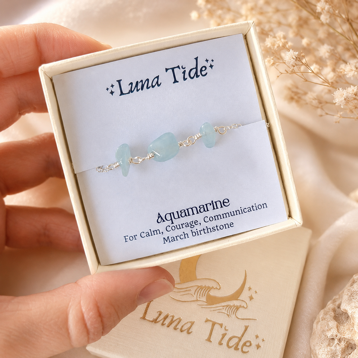 Aquamarine Beaded Chain Choker Necklace
