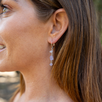 Amethyst Crystal Beaded Chain Dangle Leverback Earrings