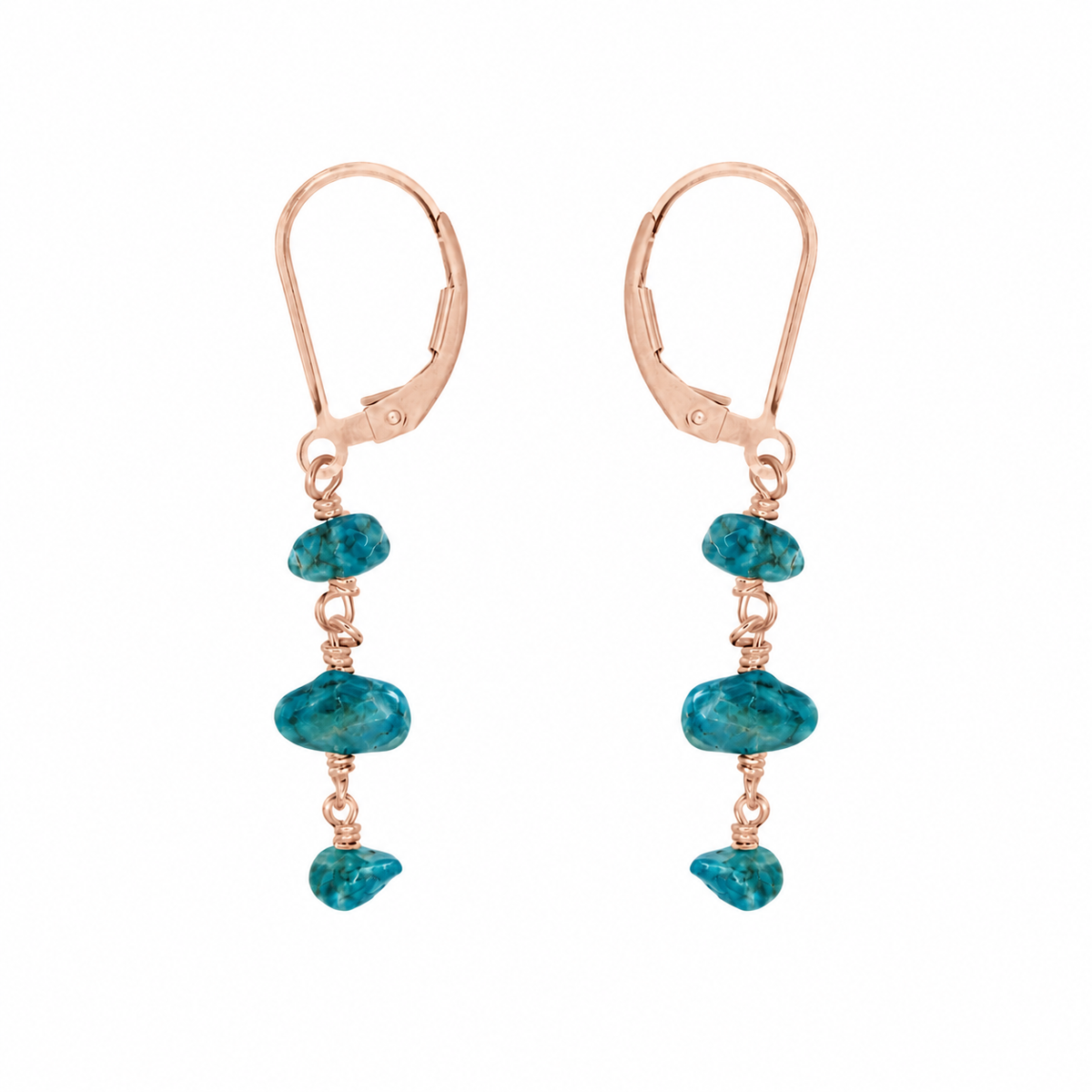 Apatite Crystal Beaded Chain Dangle Leverback Earrings