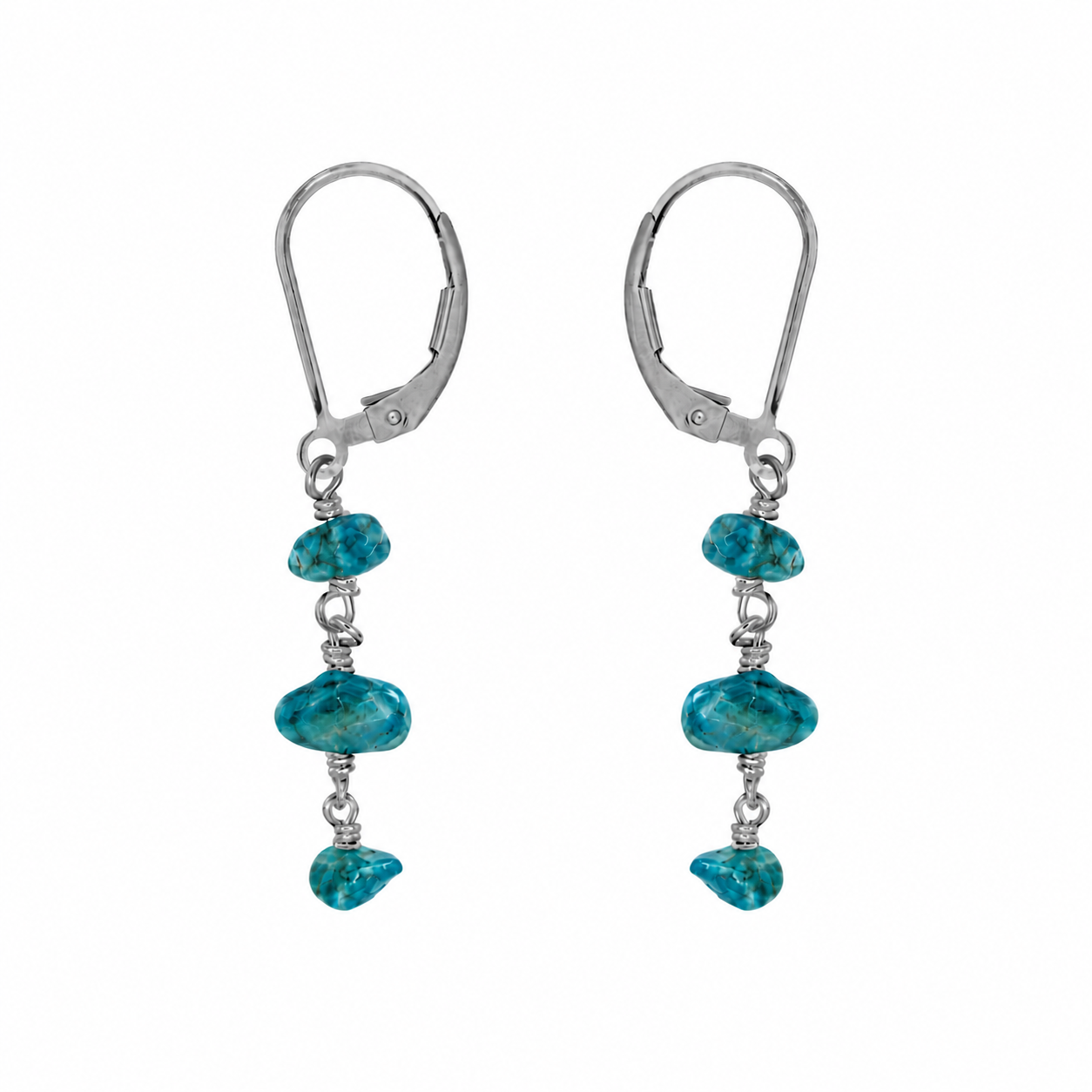 Apatite Crystal Beaded Chain Dangle Leverback Earrings