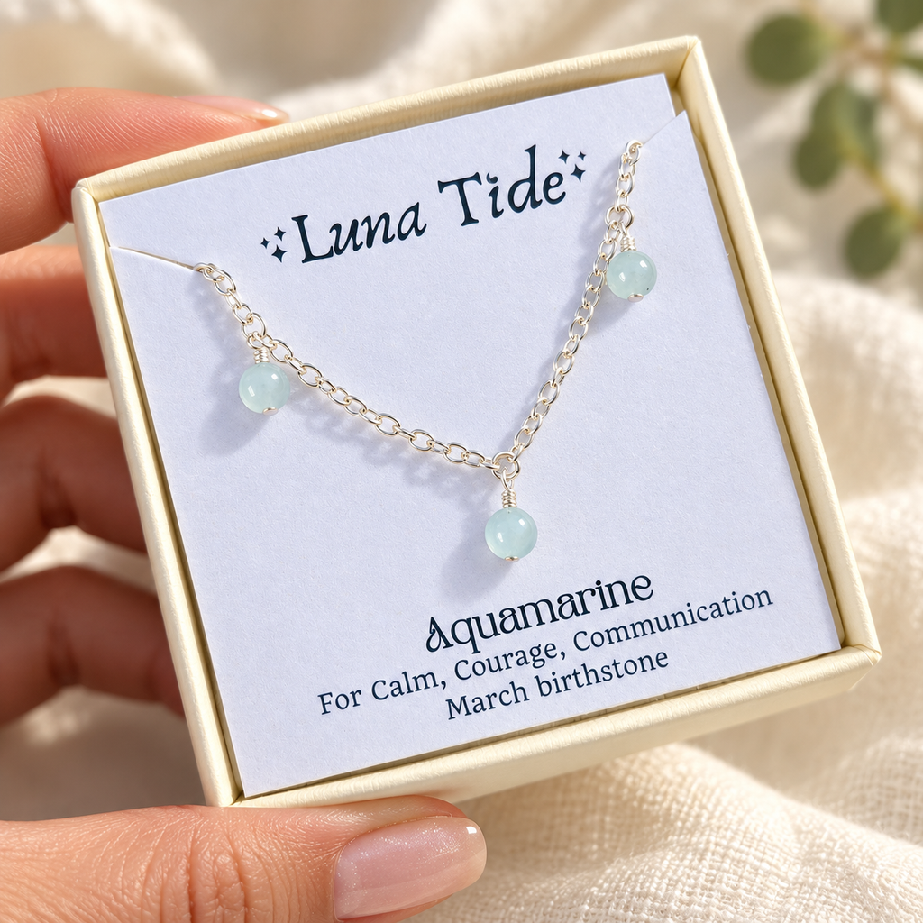 Aquamarine Crystal Bead Drop Choker